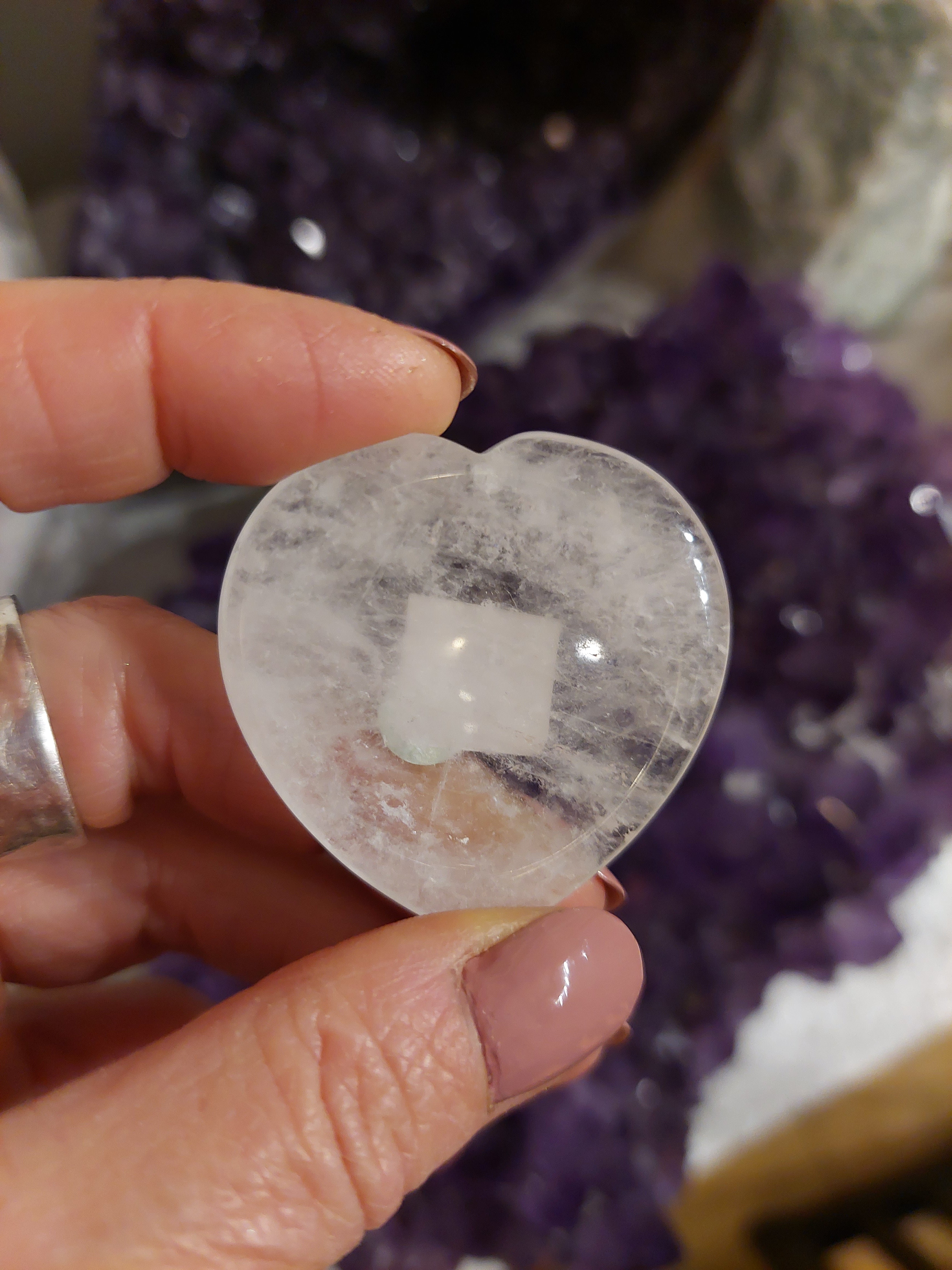 Clear Quartz Heart Shaped Thumb Stone