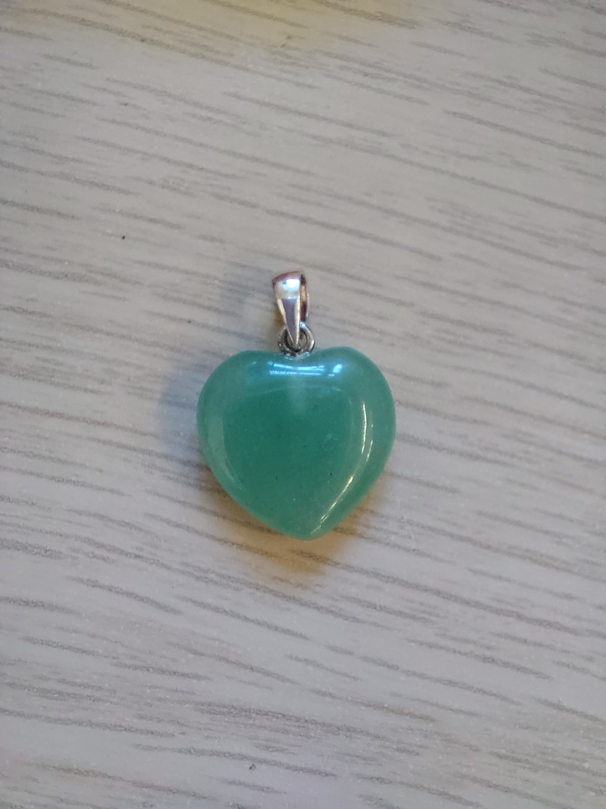 Green Aventurine Heart Pendant with Sterling Silver Bail
