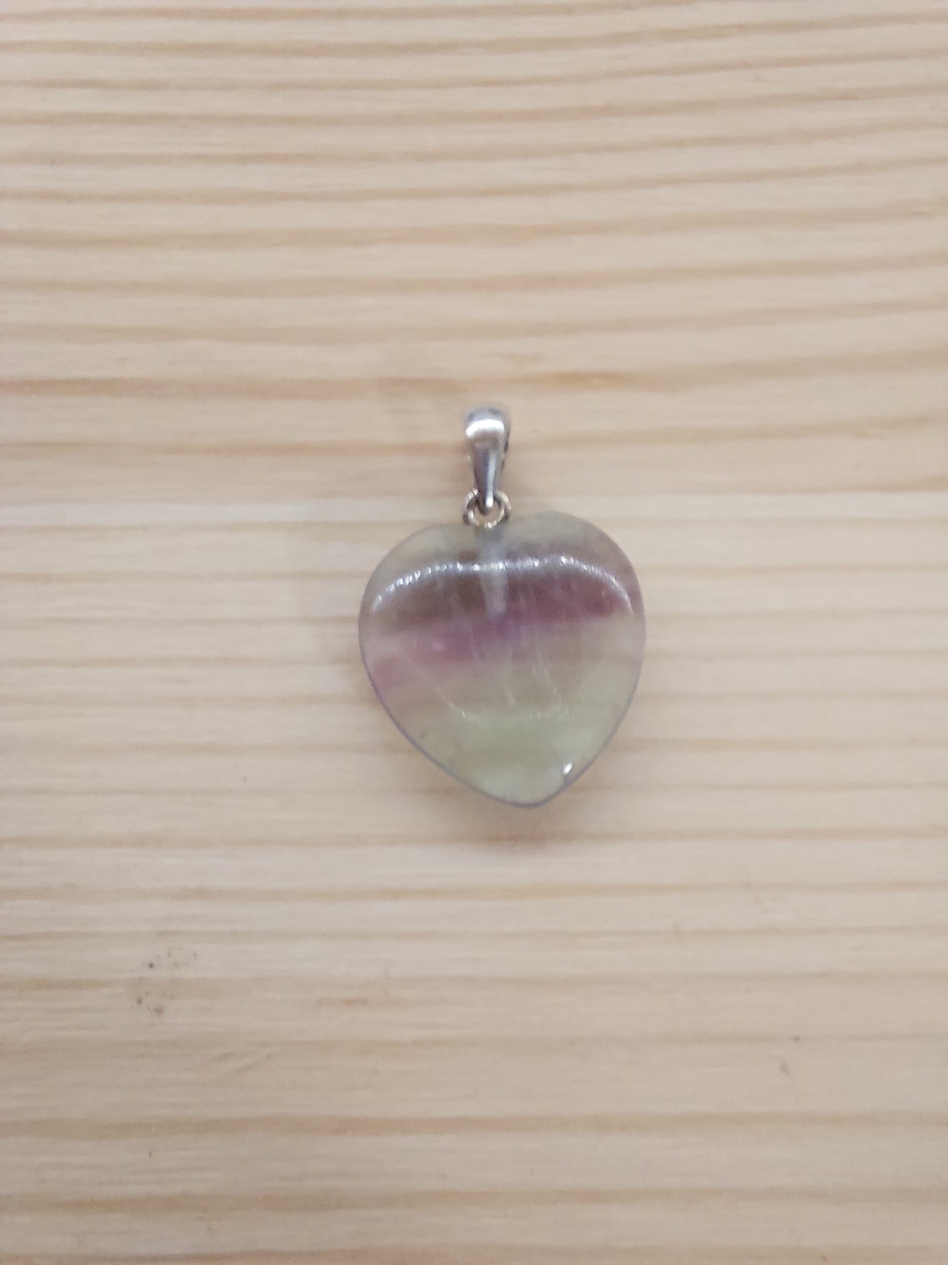 Fluorite Heart Pendant with Sterling Silver Bail
