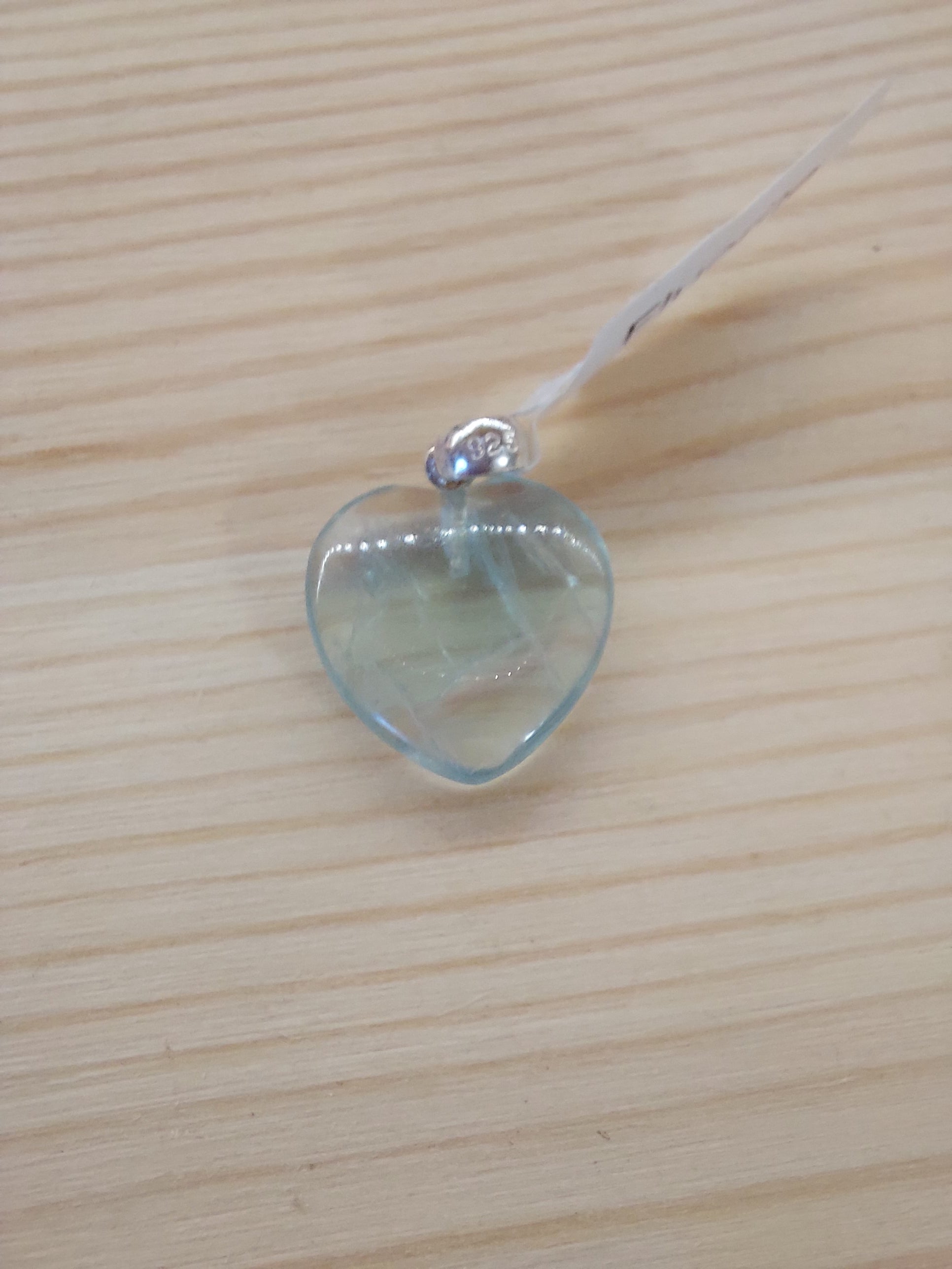 Fluorite Heart Pendant with Sterling Silver Bail