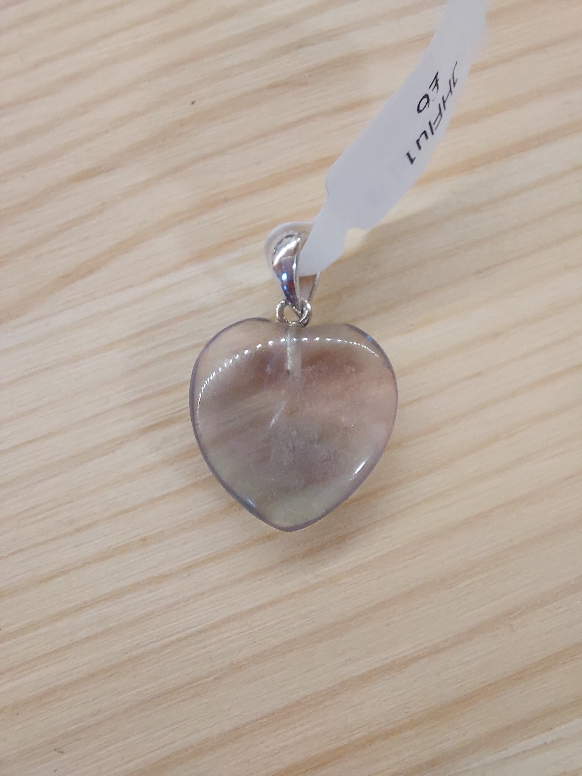 Fluorite Heart Pendant with Sterling Silver Bail