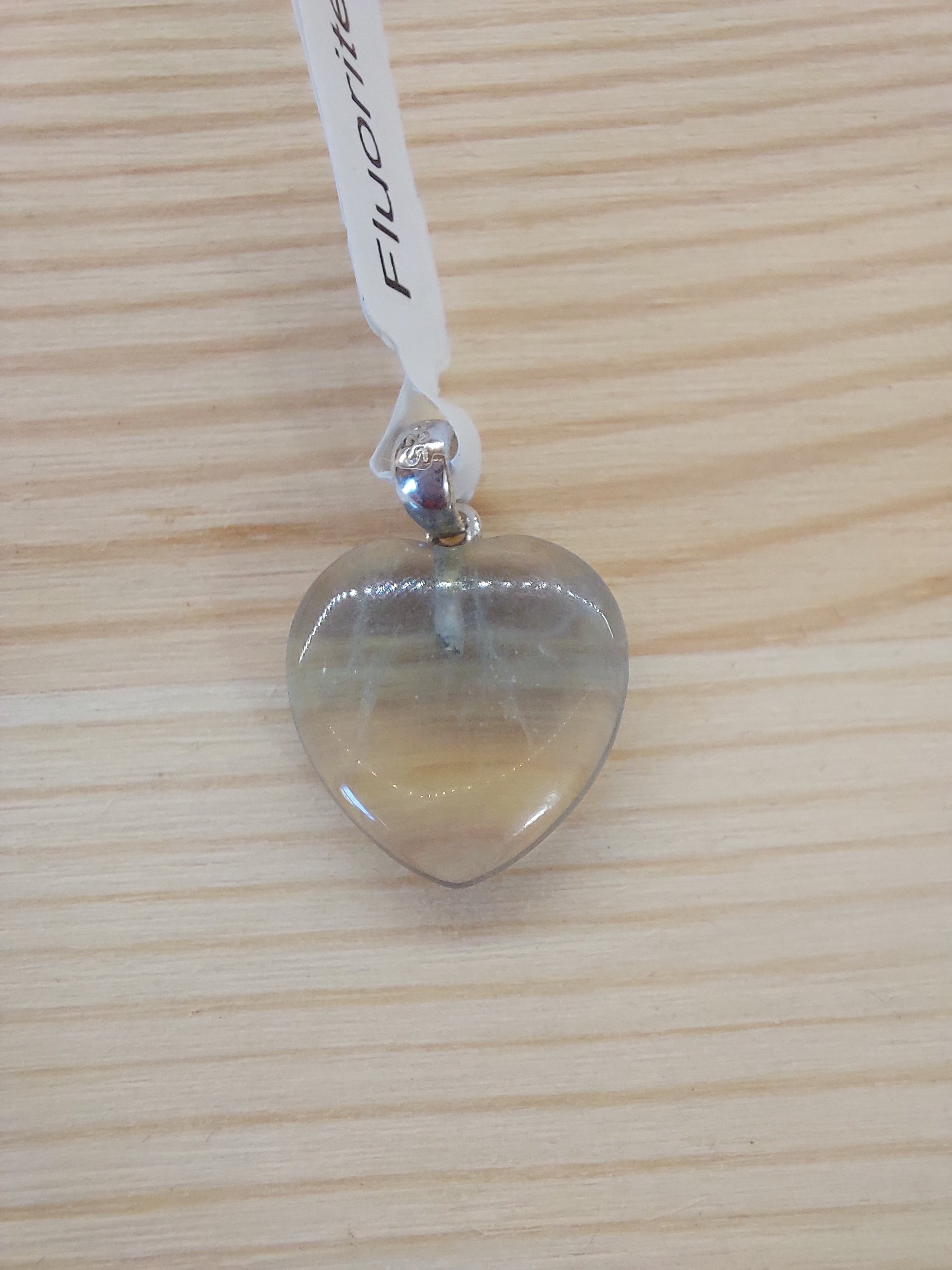 Fluorite Heart Pendant with Sterling Silver Bail
