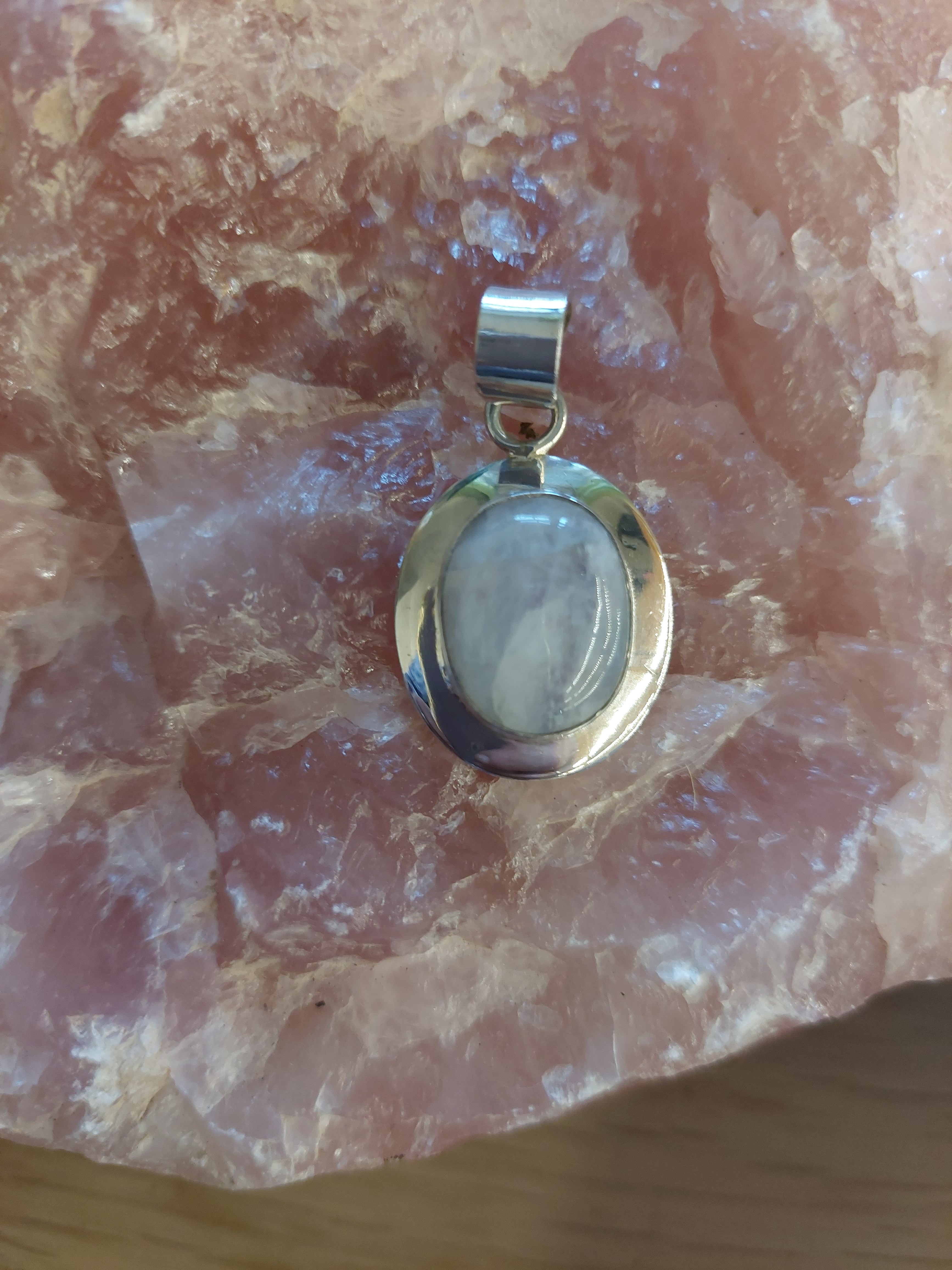 Moonstone Oval Pendant - 925 Sterling Silver
