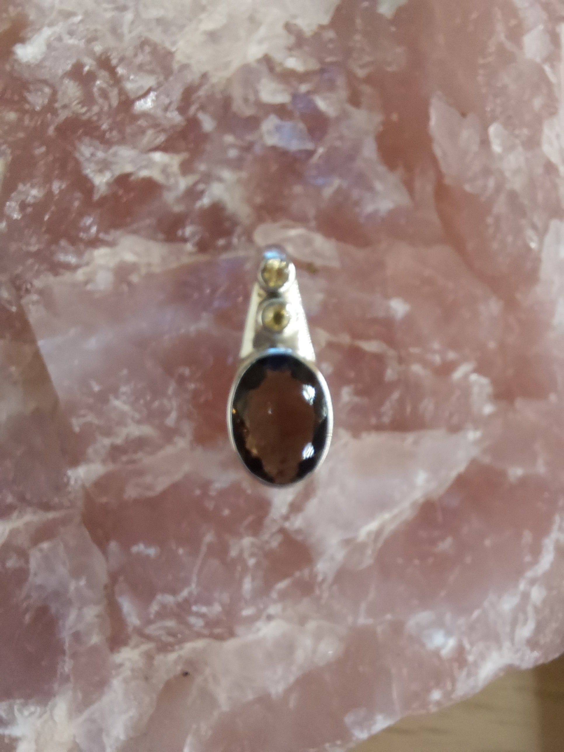 Smoky Quartz with Citrine Pendant