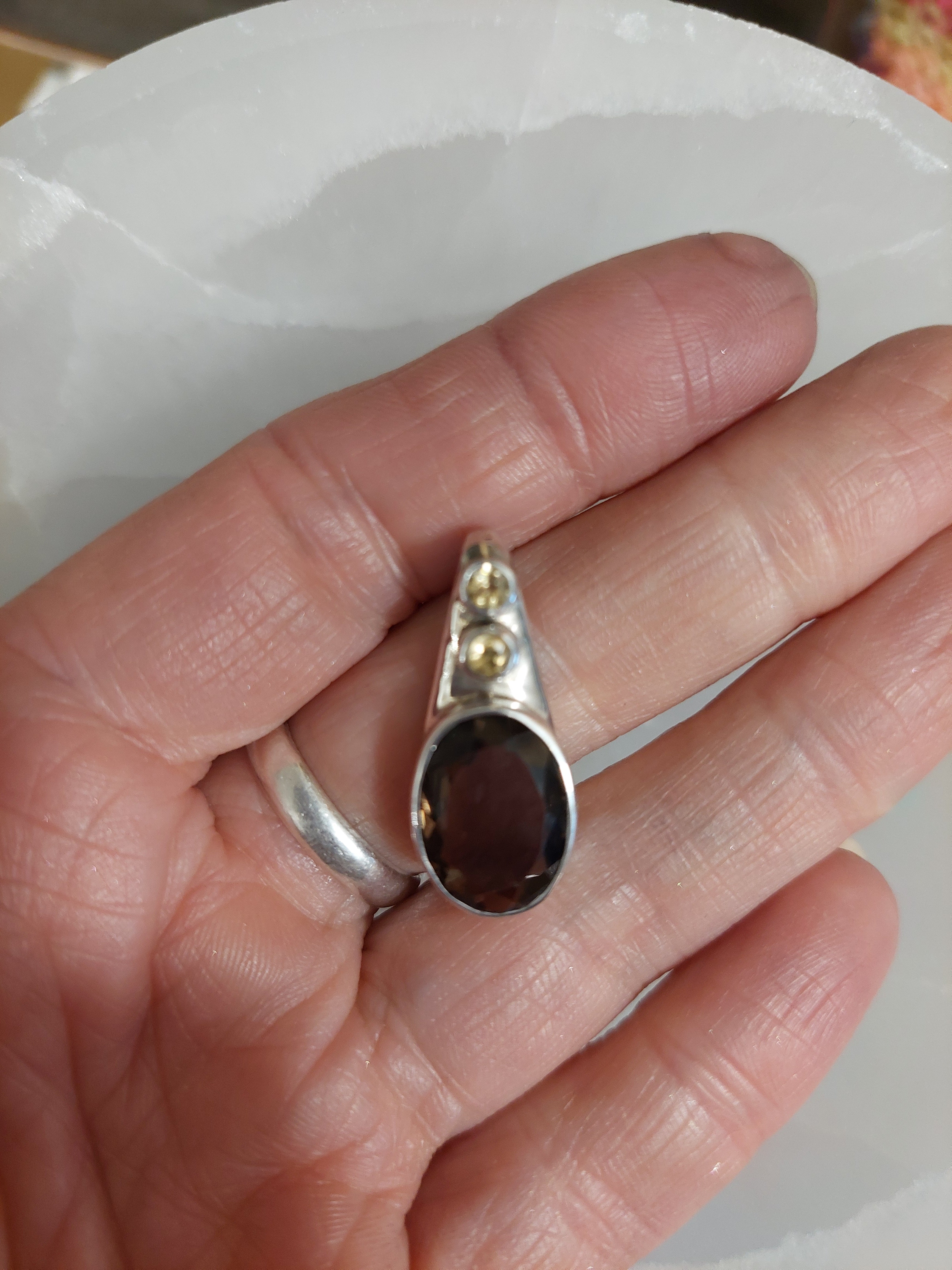 Smoky Quartz with Citrine Pendant