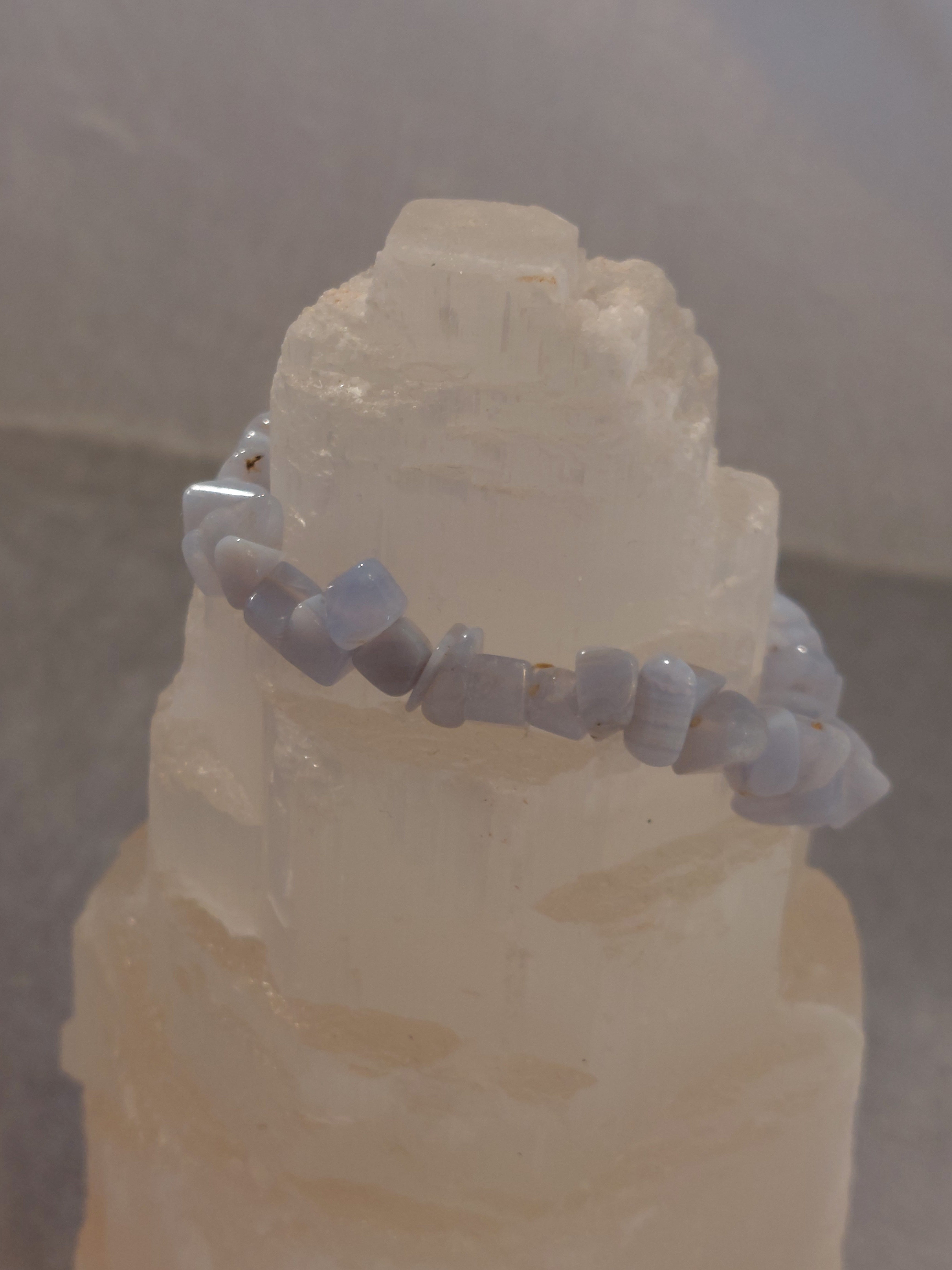 Blue Lace Agate Chip Bead Bracelet