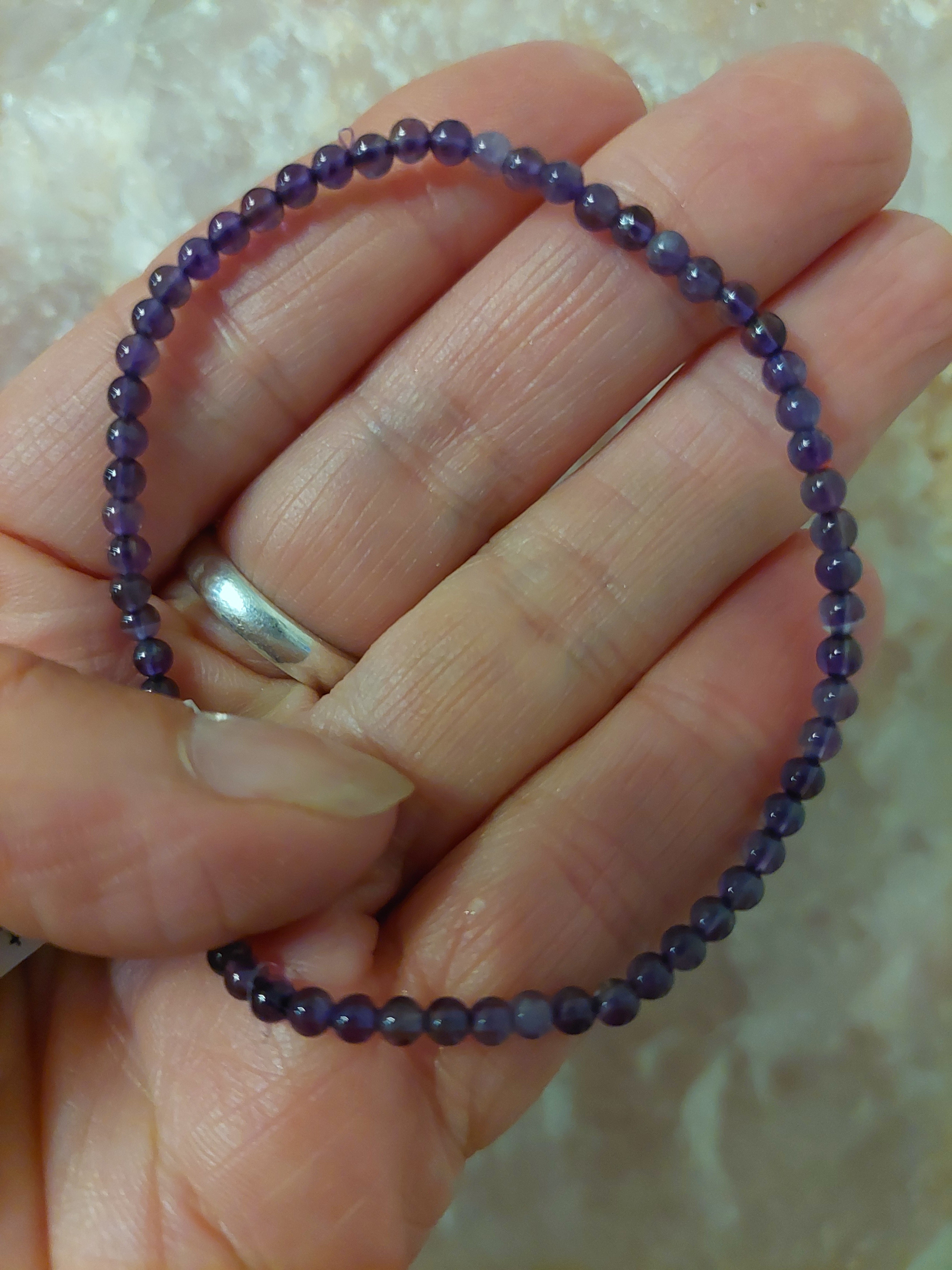 Amethyst Round Bead Bracelet - 3mm Bead