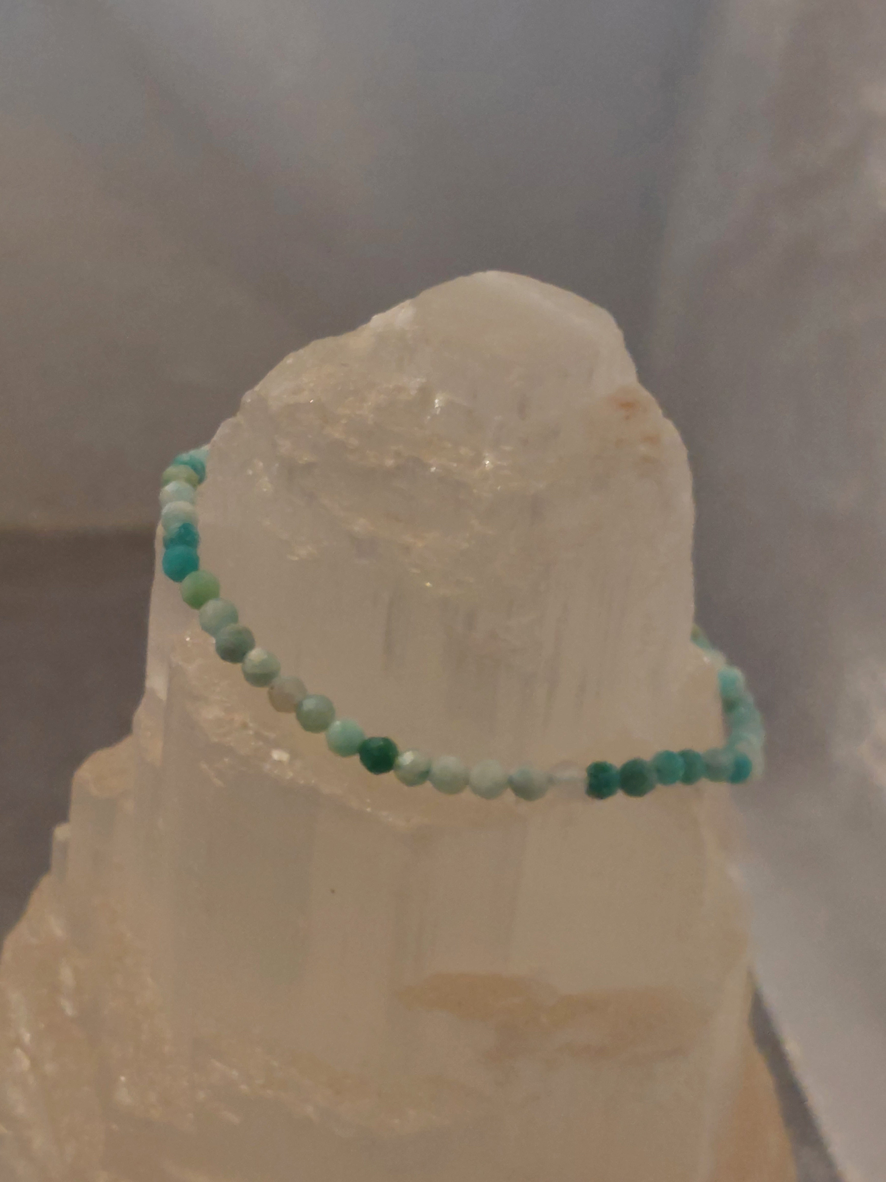 Amazonite Faceted Bead Bracelet - 3mm bead