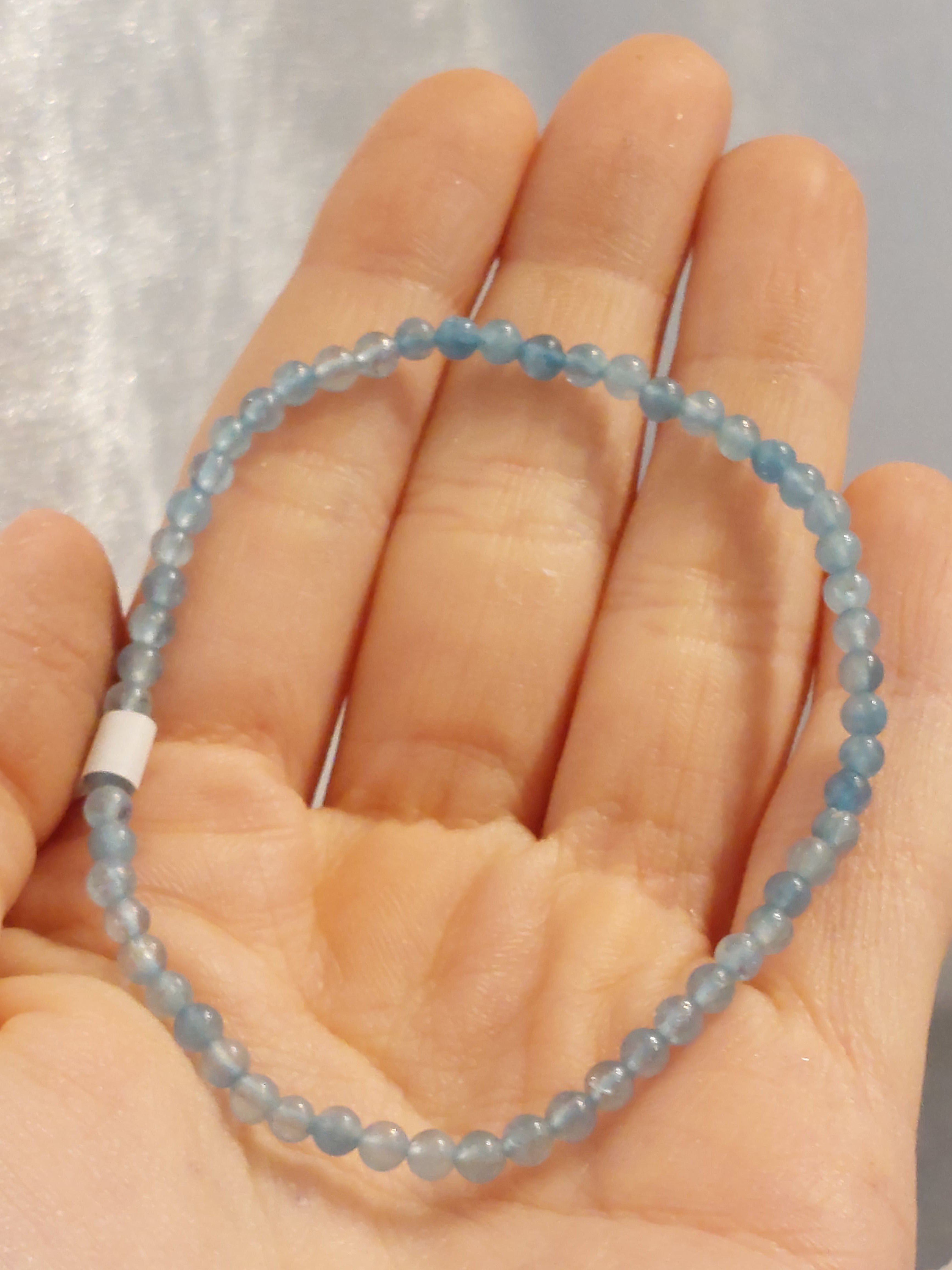 Aquamarine Round Bracelet - 3mm Bead