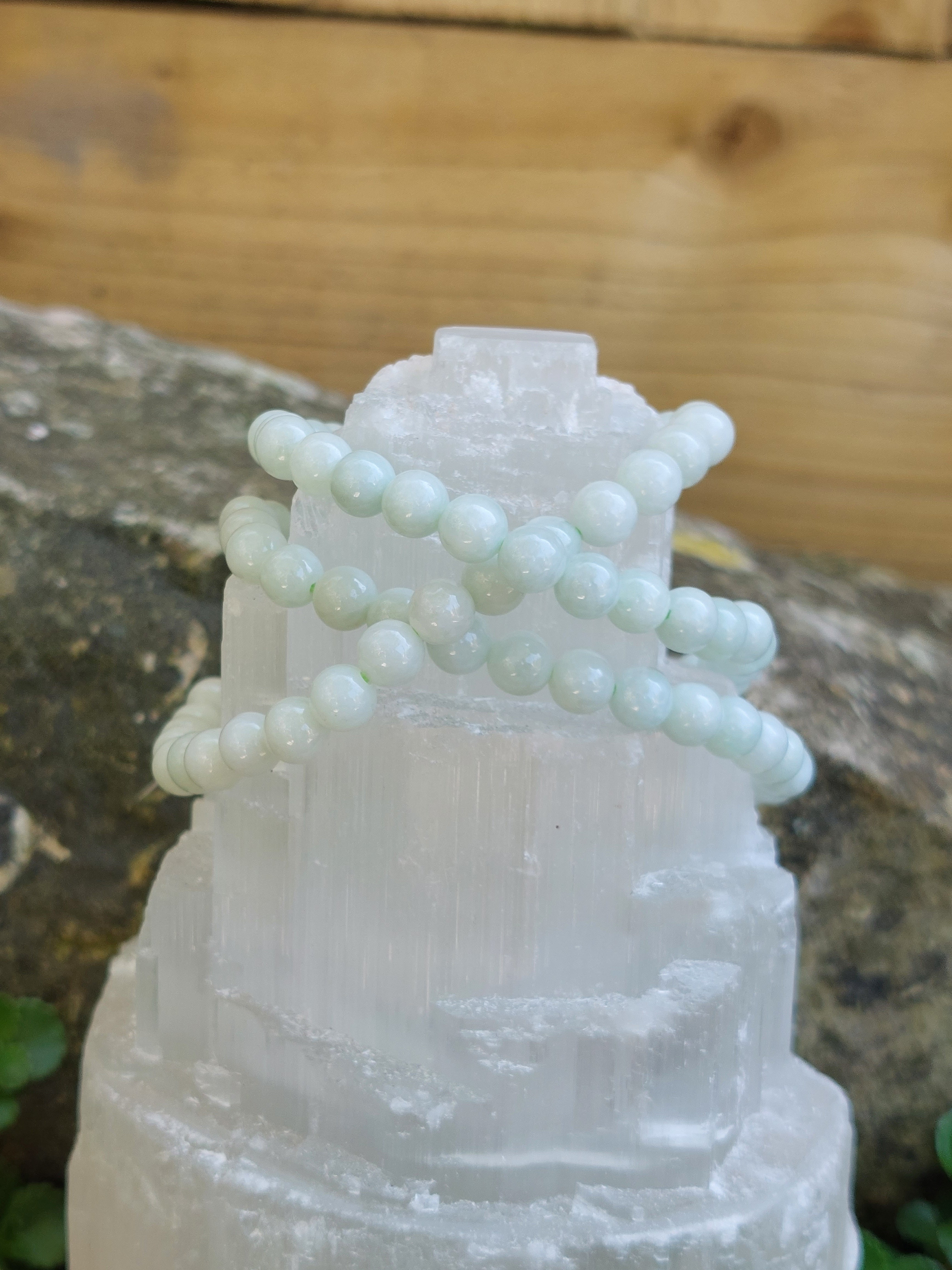 Burmese Jade Polished Bead Bracelet - 6mm Bead