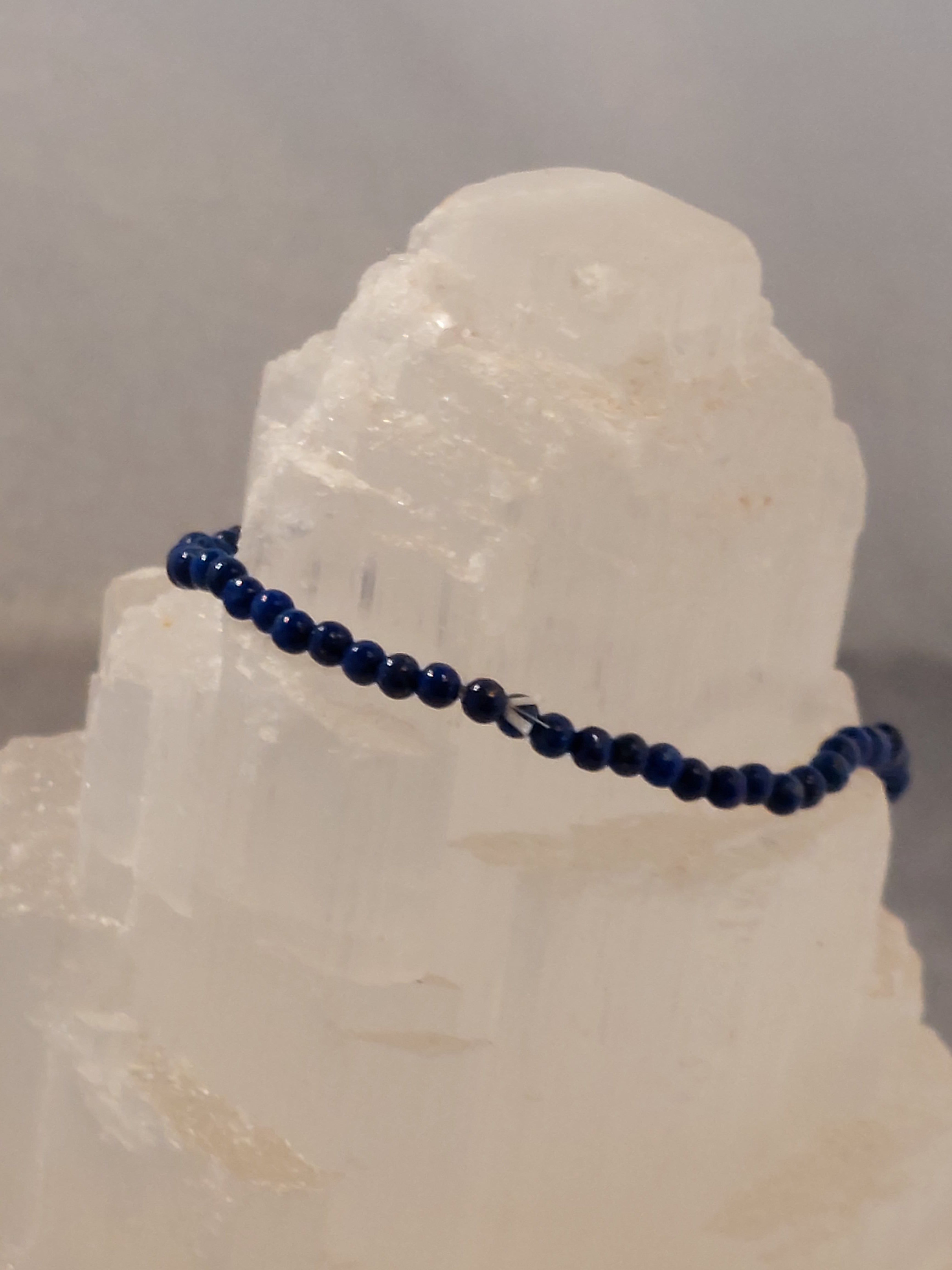 Lapis Lazuli Round Bead Bracelet - 3mm Bead