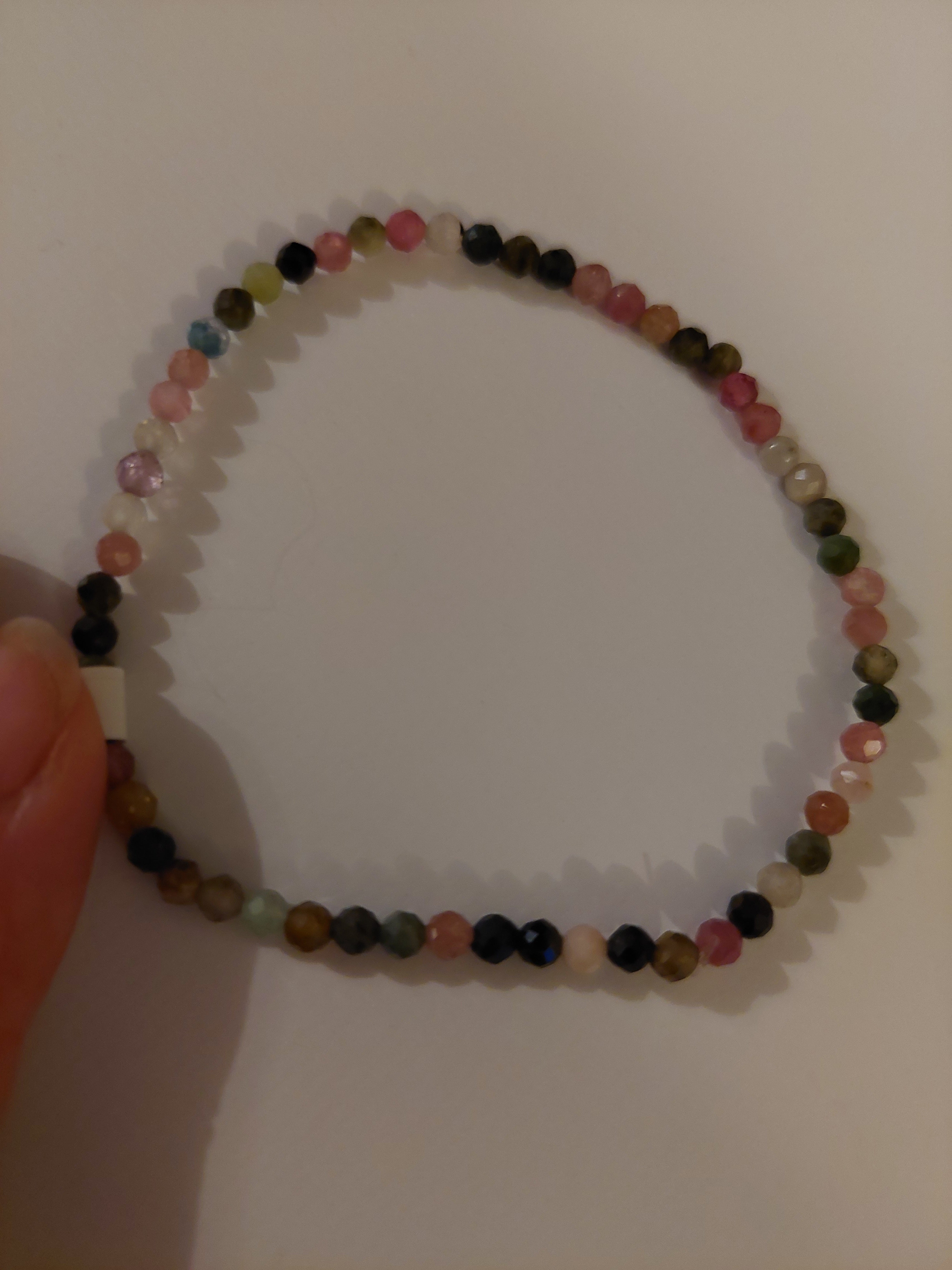 Mixed Tourmaline Faceted Bead Bracelet - 3mm bead