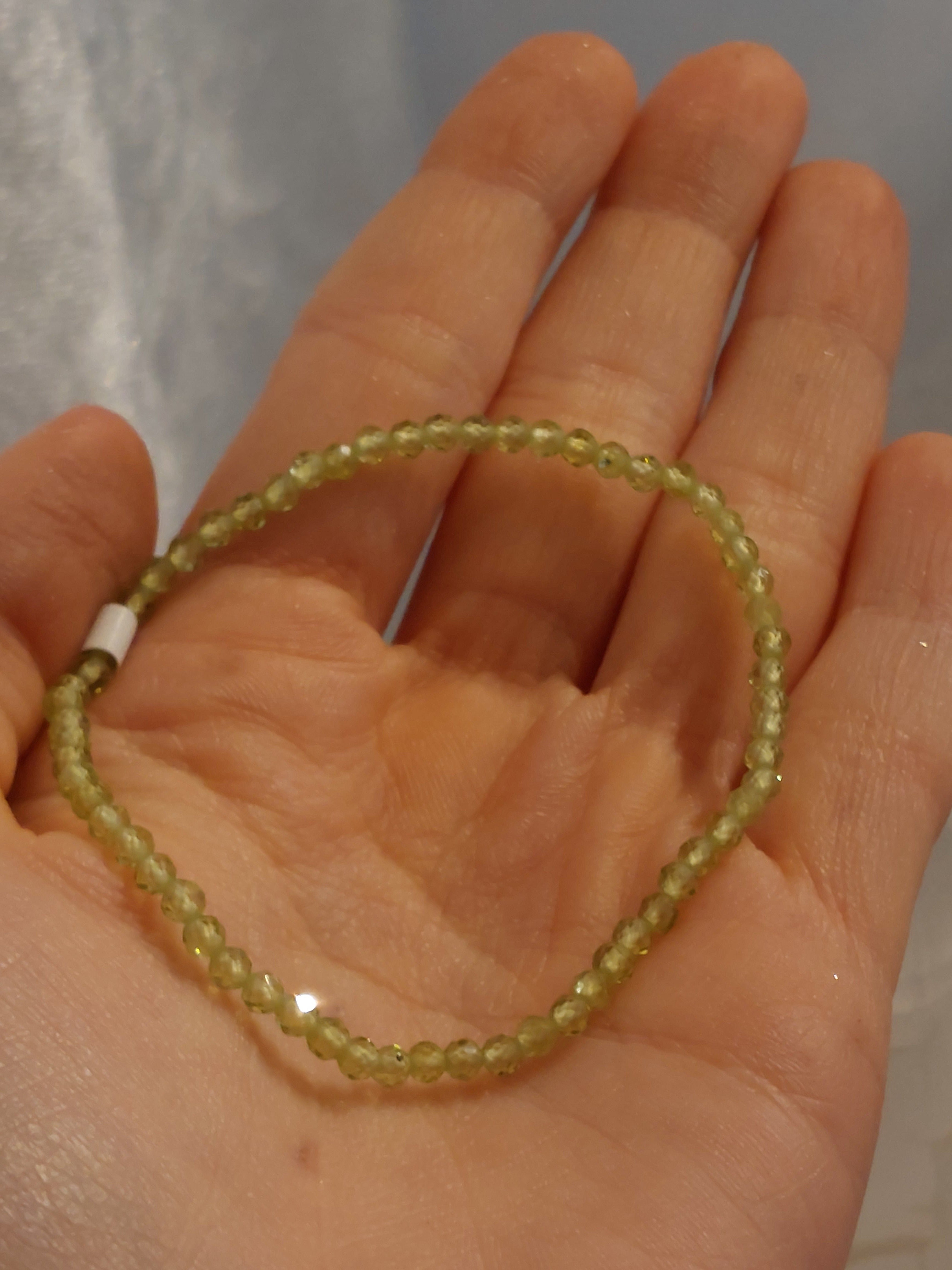 Peridot Faceted Bead Bracelet - 3mm Bead