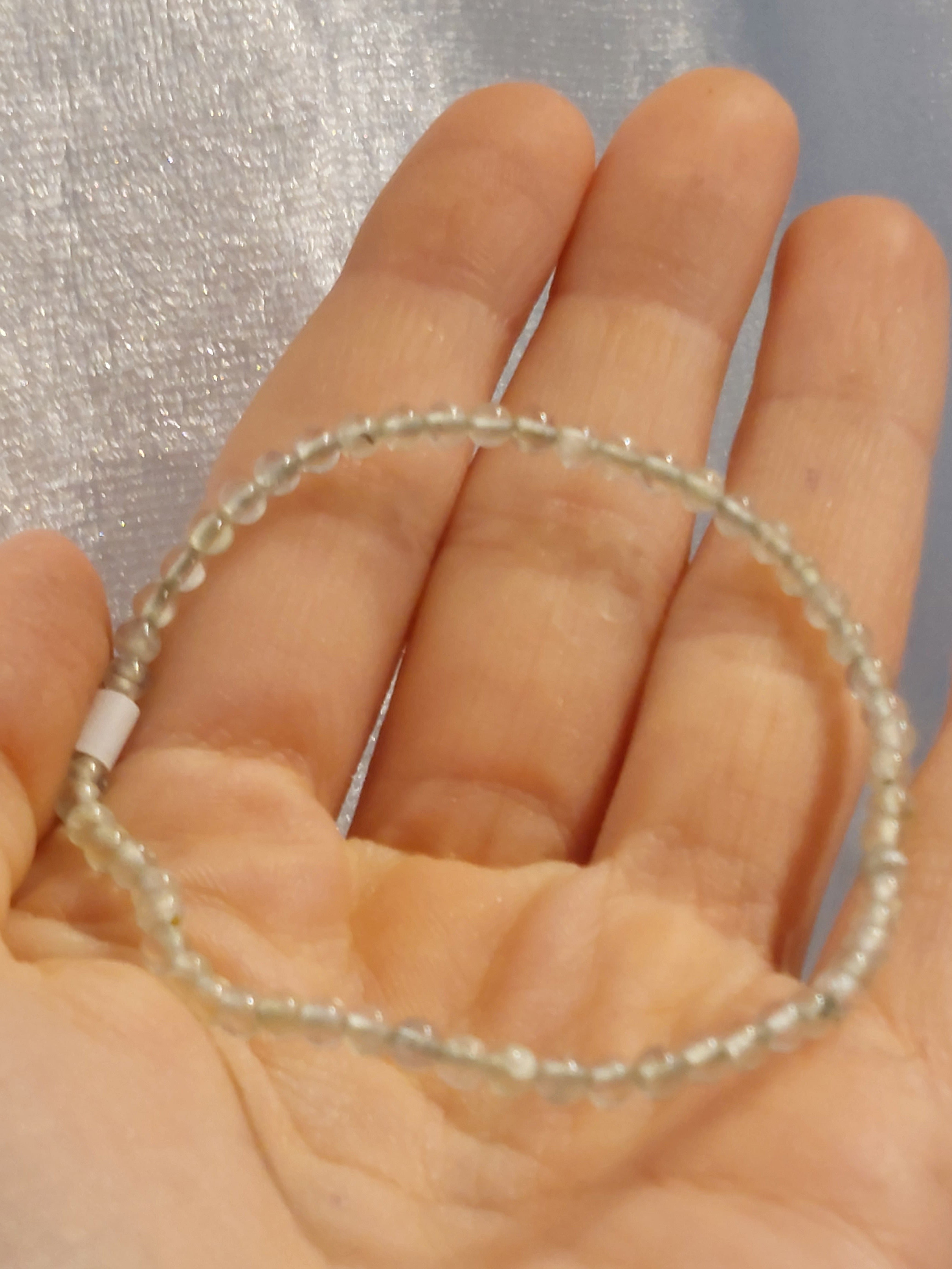 Prehnite Round Bead Bracelet - 3mm Bead
