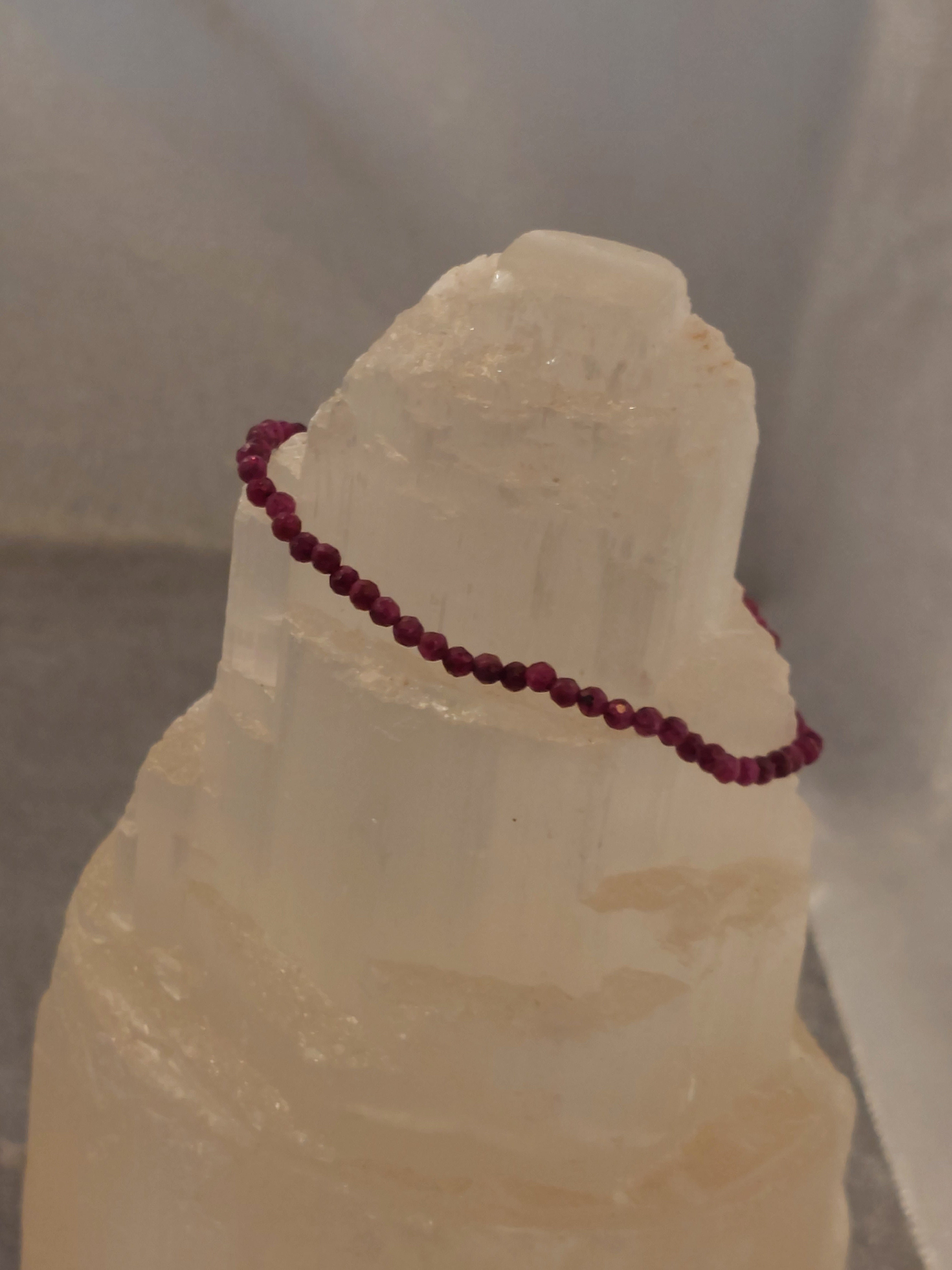 Ruby Faceted Bead Bracelet - 3mm Bead