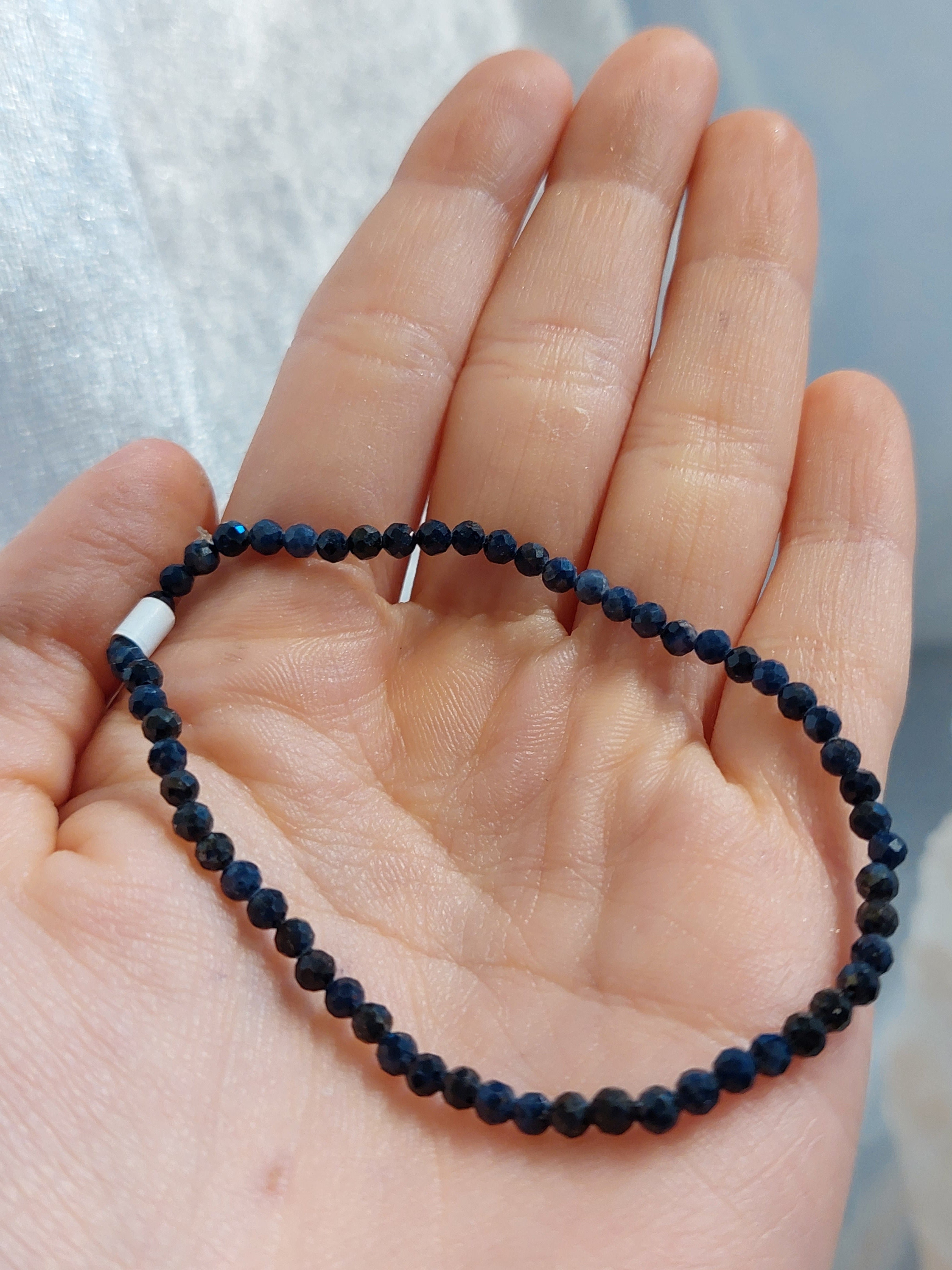 Sapphire Faceted Bead Bracelet - 3mm bead