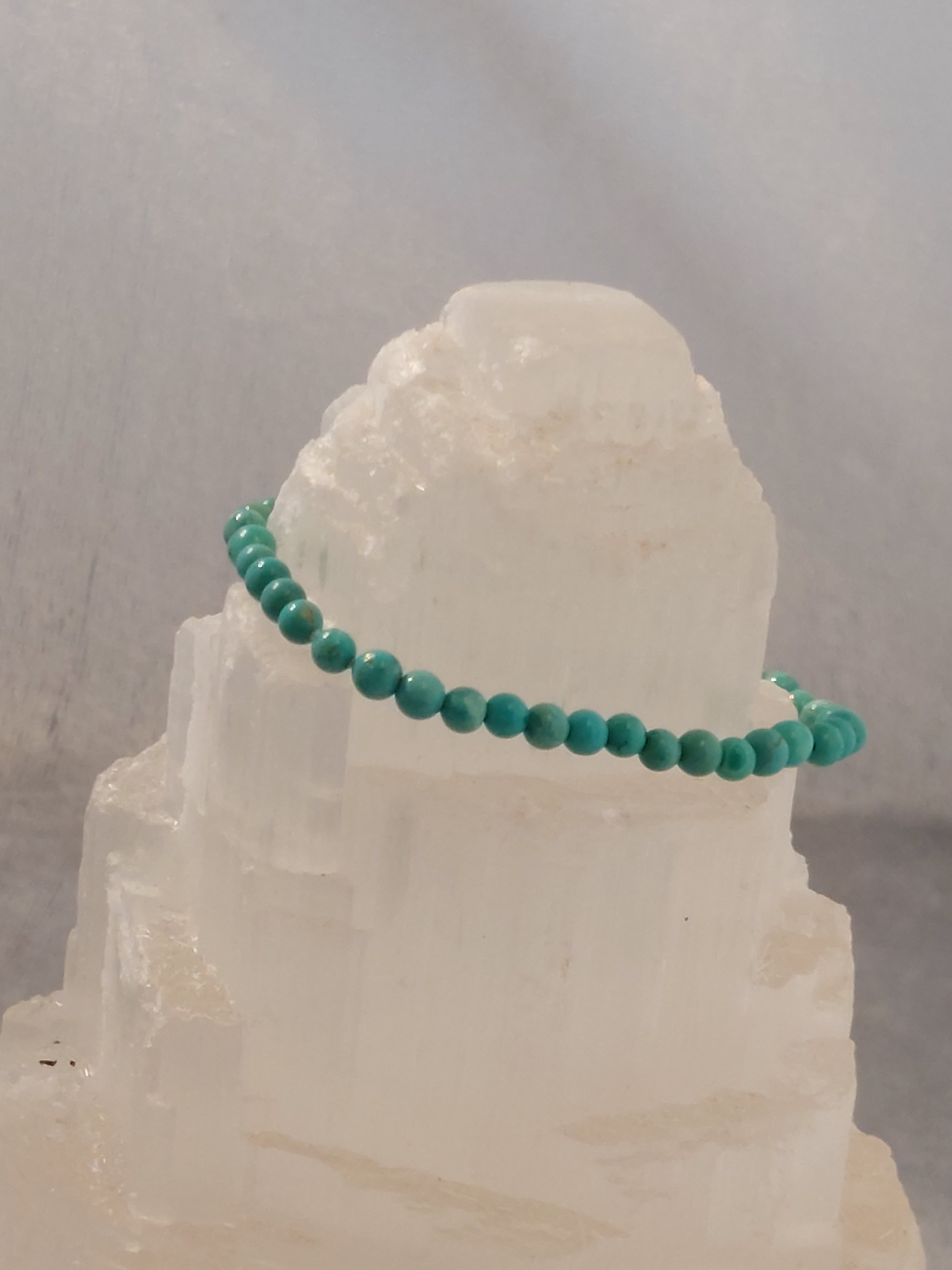 Turquoise Round Bead Bracelet - 4mm Bead