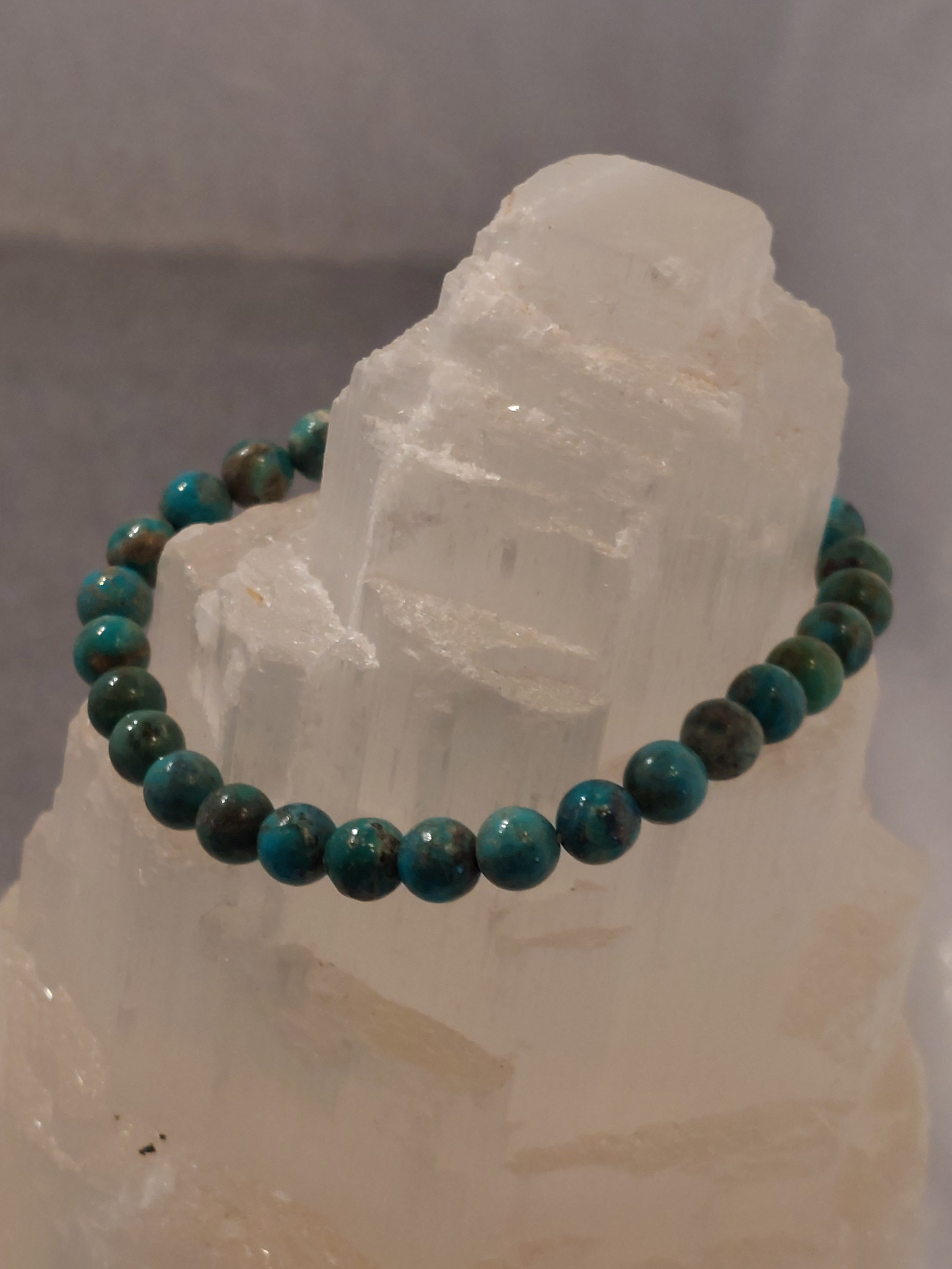 Turquoise Round Bead Bracelet - 6mm Bead