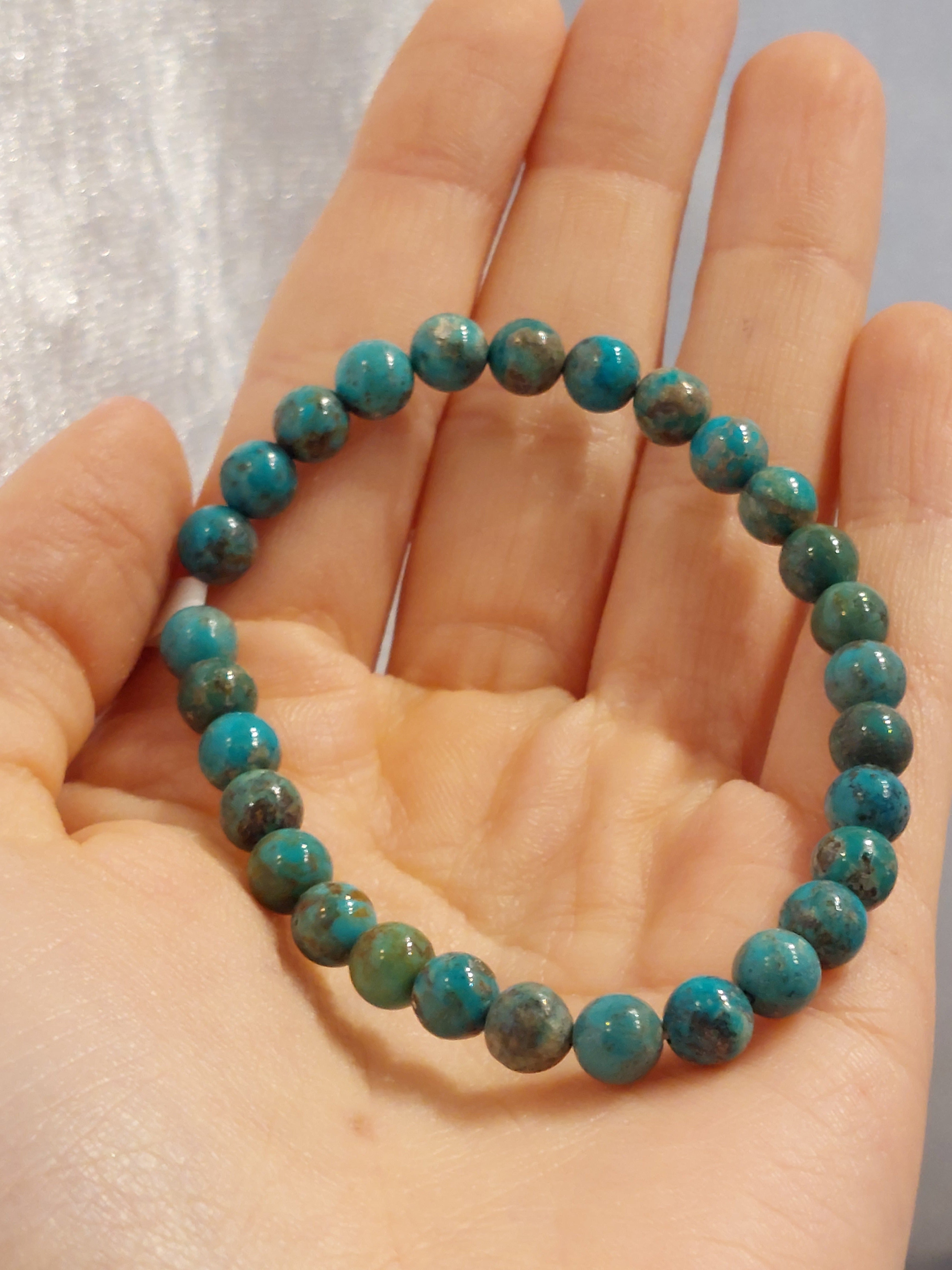 Turquoise Round Bead Bracelet - 6mm Bead