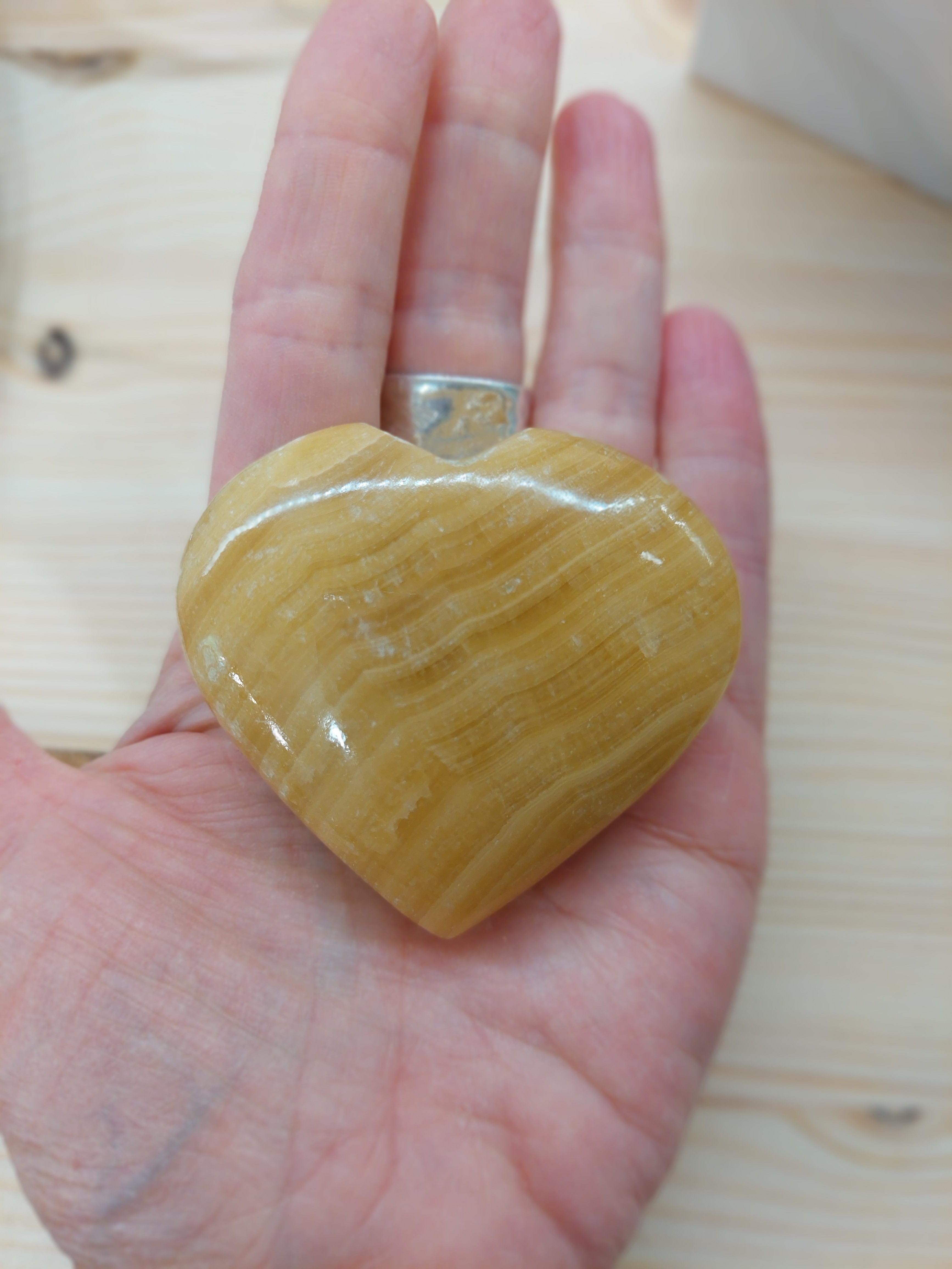Toffee Calcite Heart - 6cm (width)