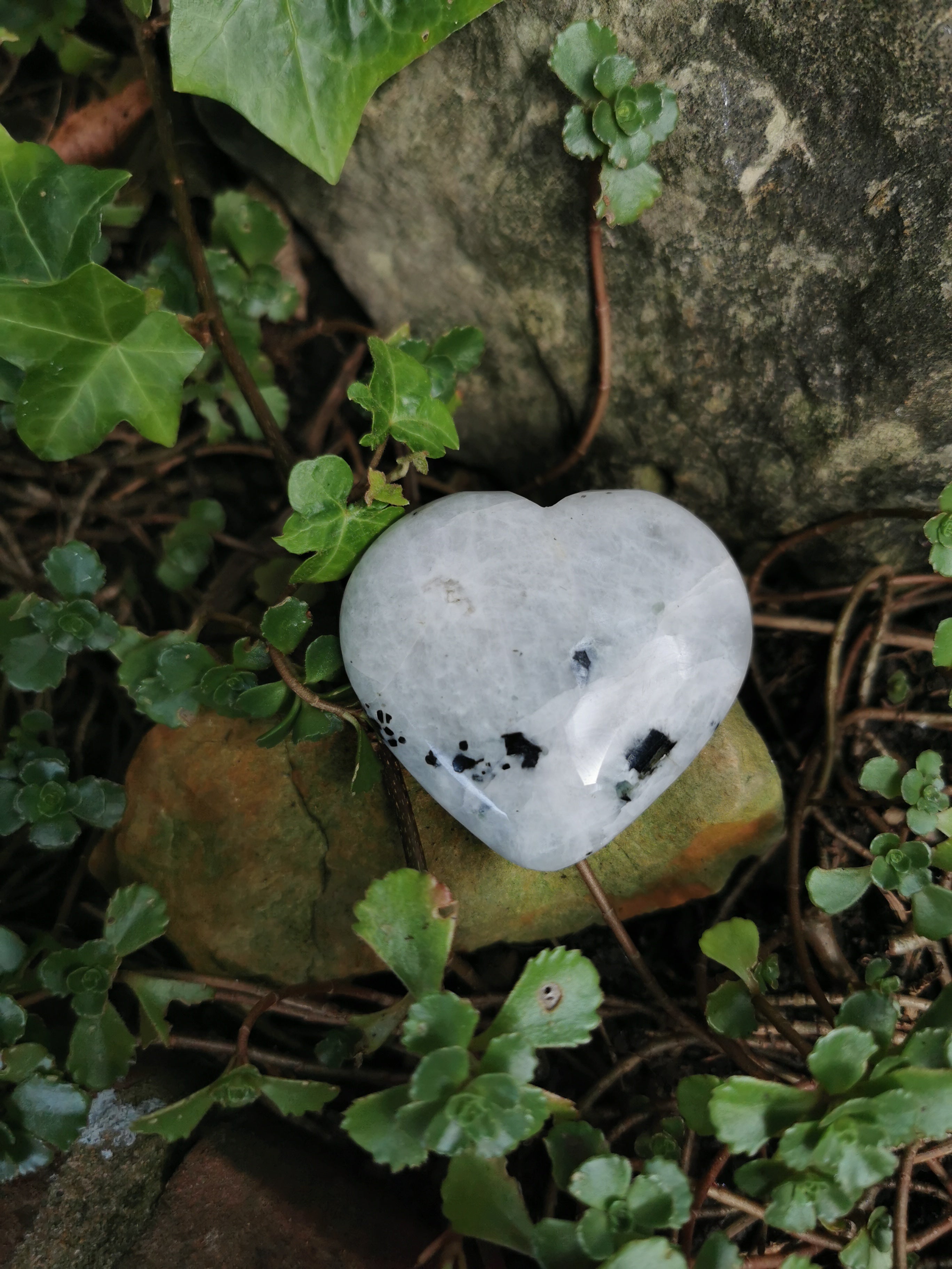 Rainbow Moonstone Heart - 5.6cm (width)