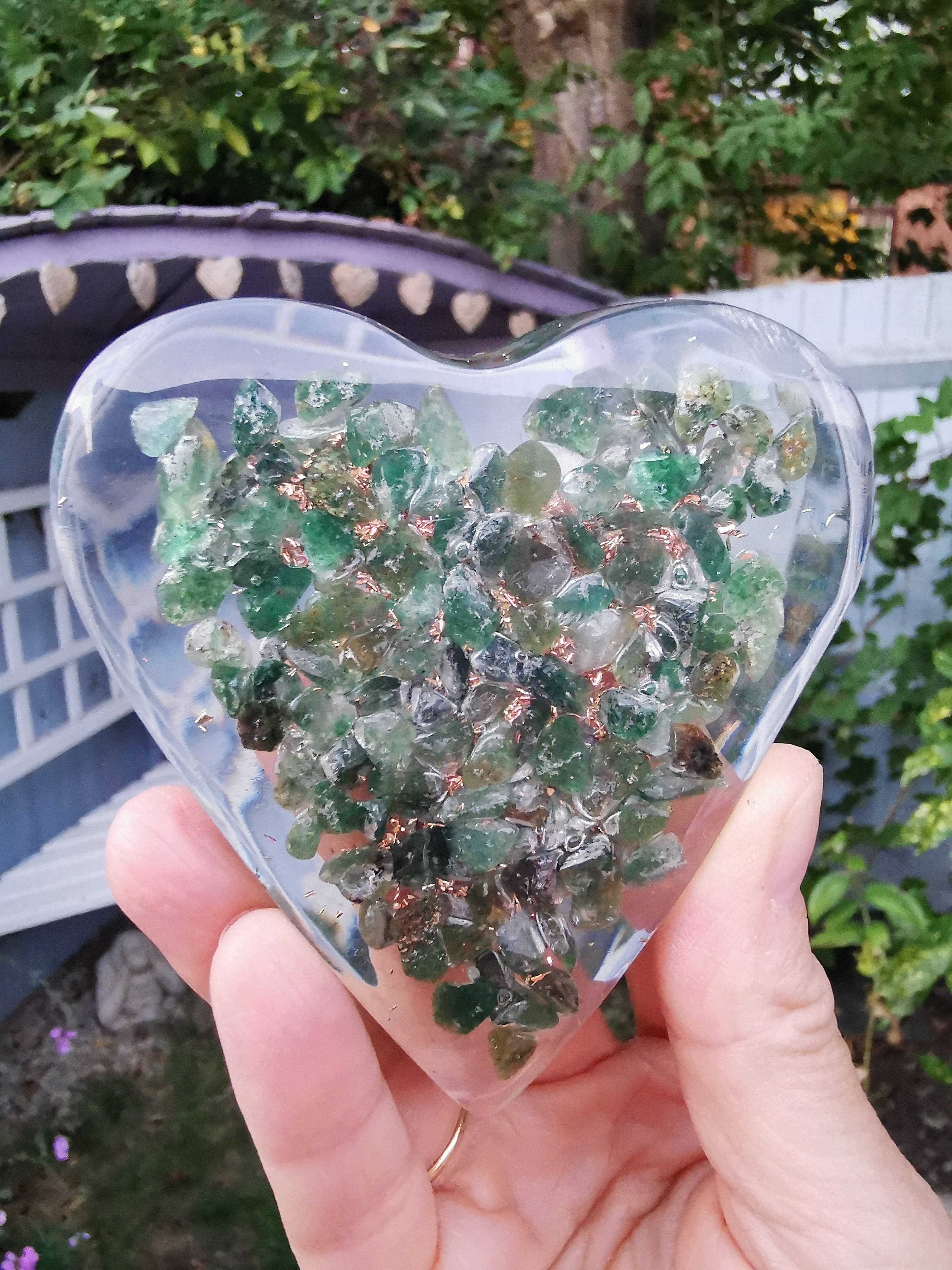 Orgonite Heart with Green Aventurine - 7.8cm (width)