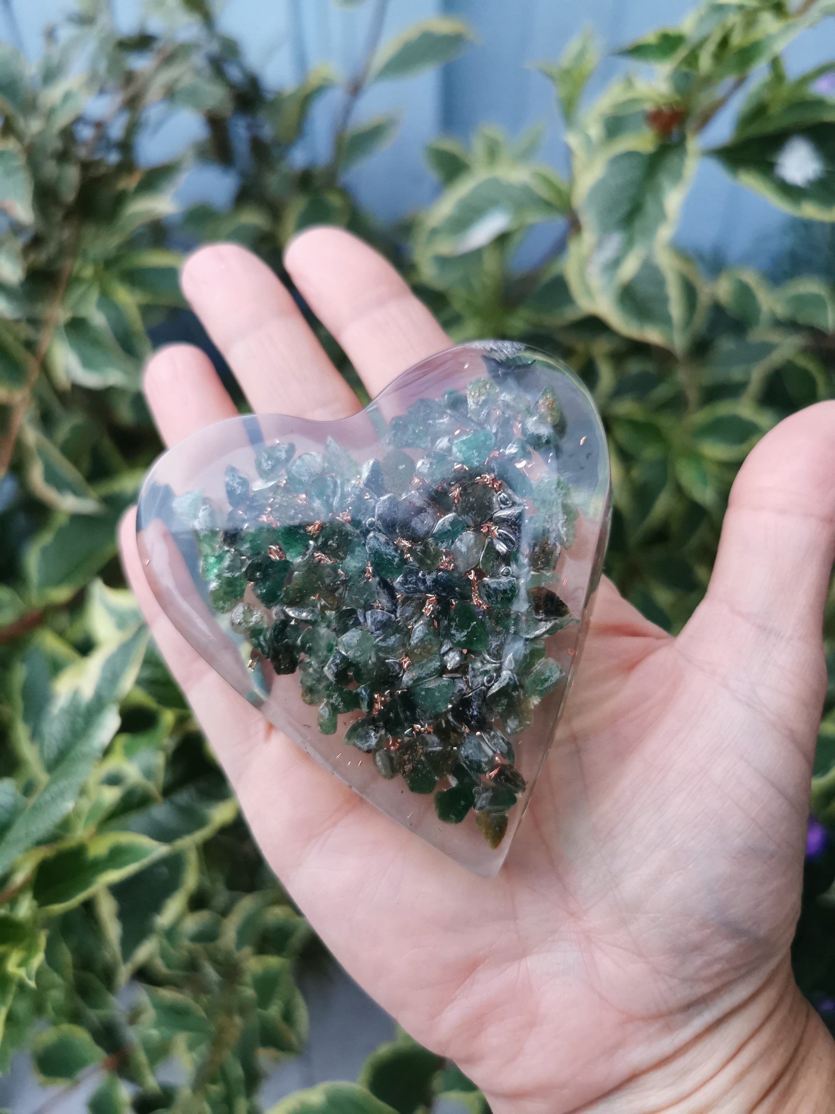 Orgonite Heart with Green Aventurine - 7.8cm (width)