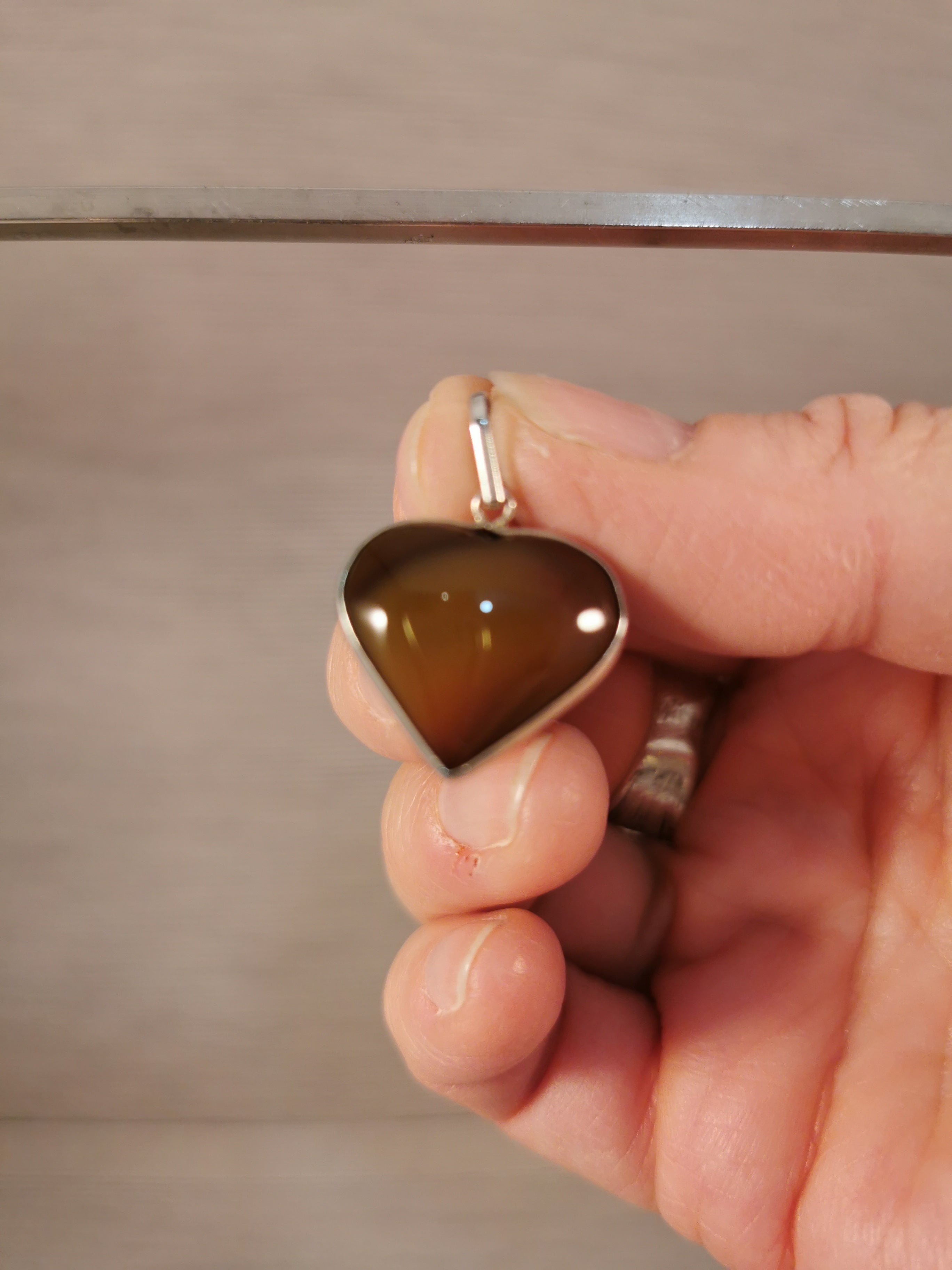Agate Heart Pendant - 925 Sterling Silver