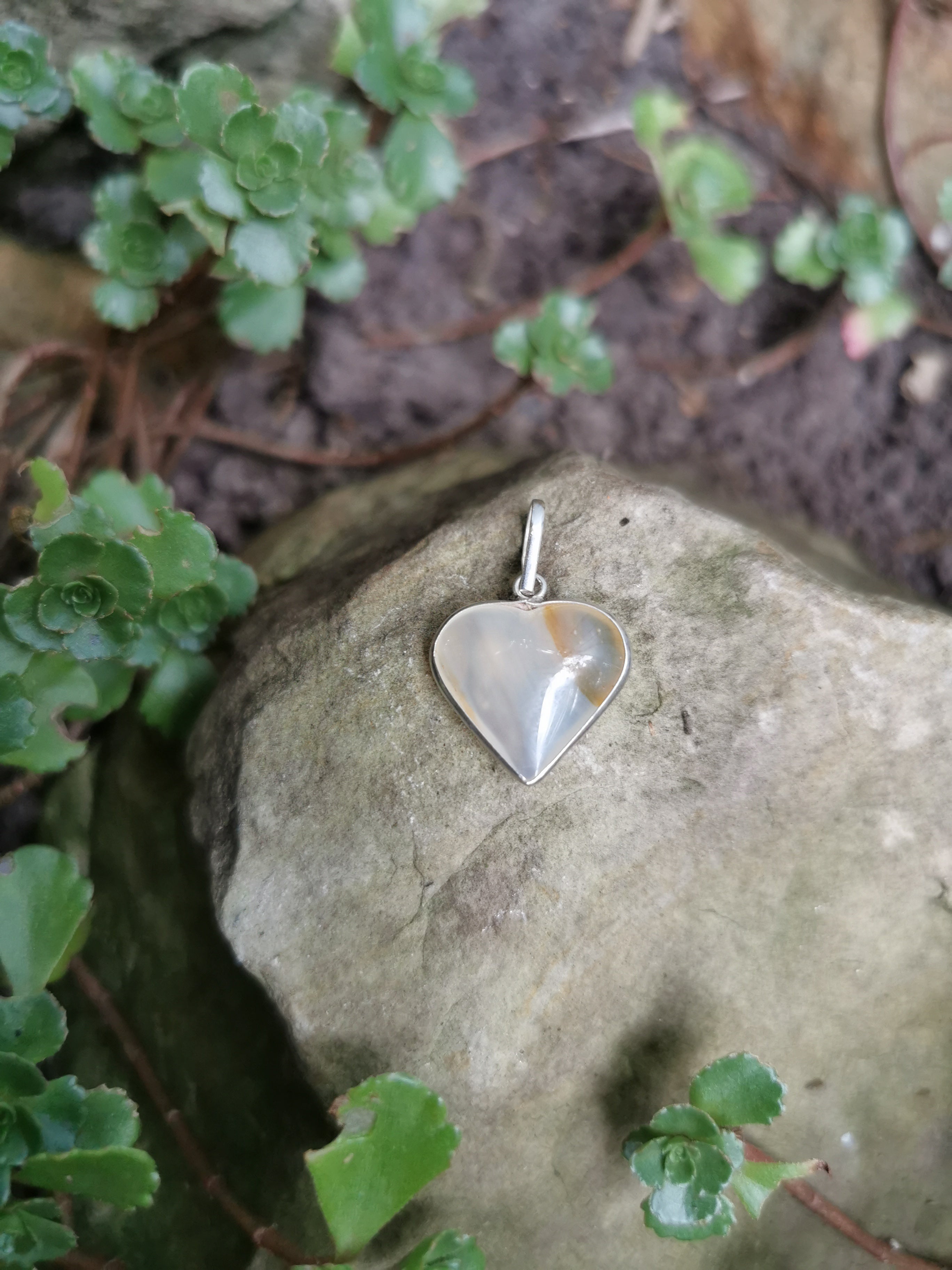 Agate Heart Pendant - 925 Sterling Silver