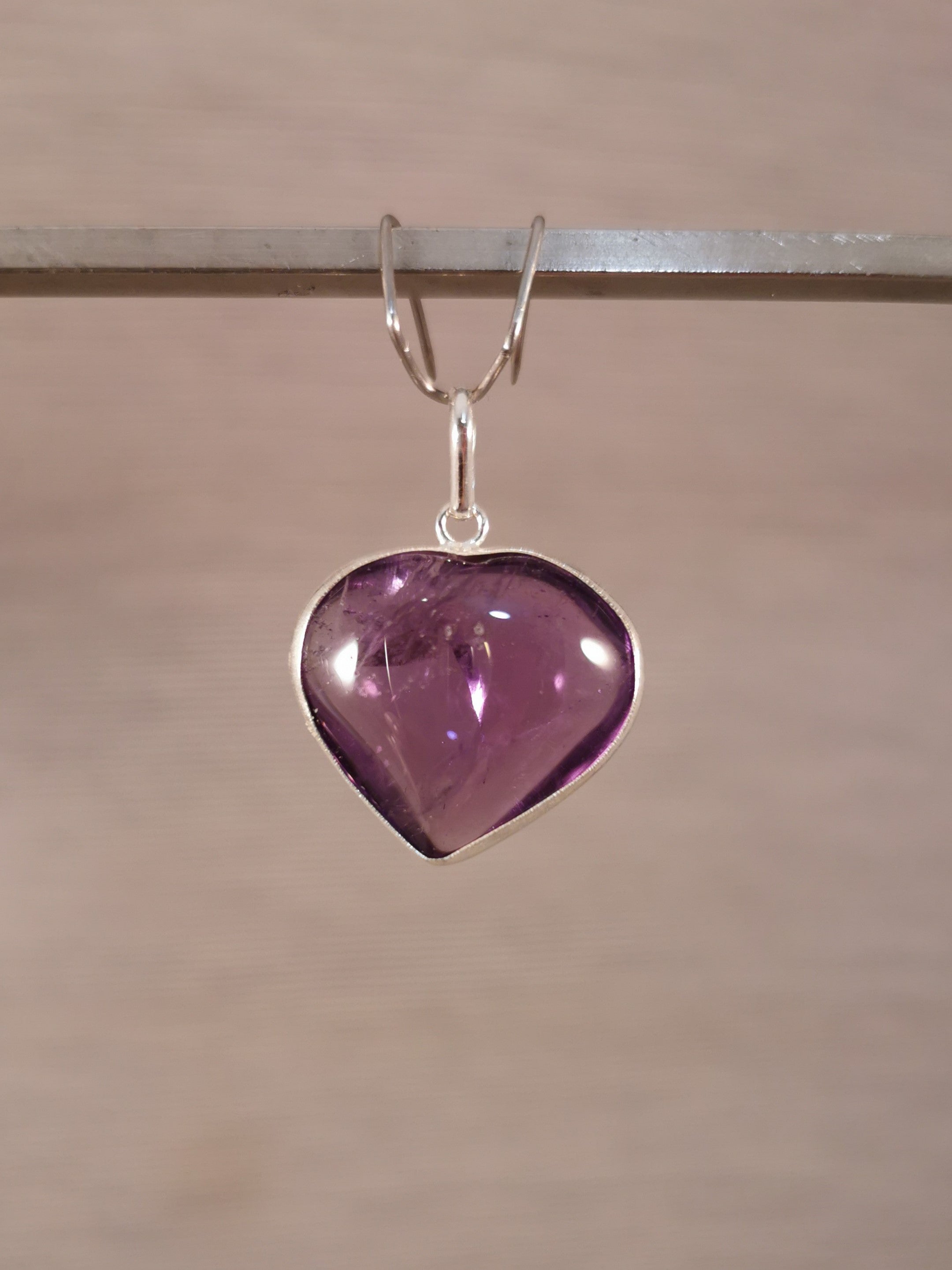 Amethyst Heart Pendant - 925 Sterling Silver