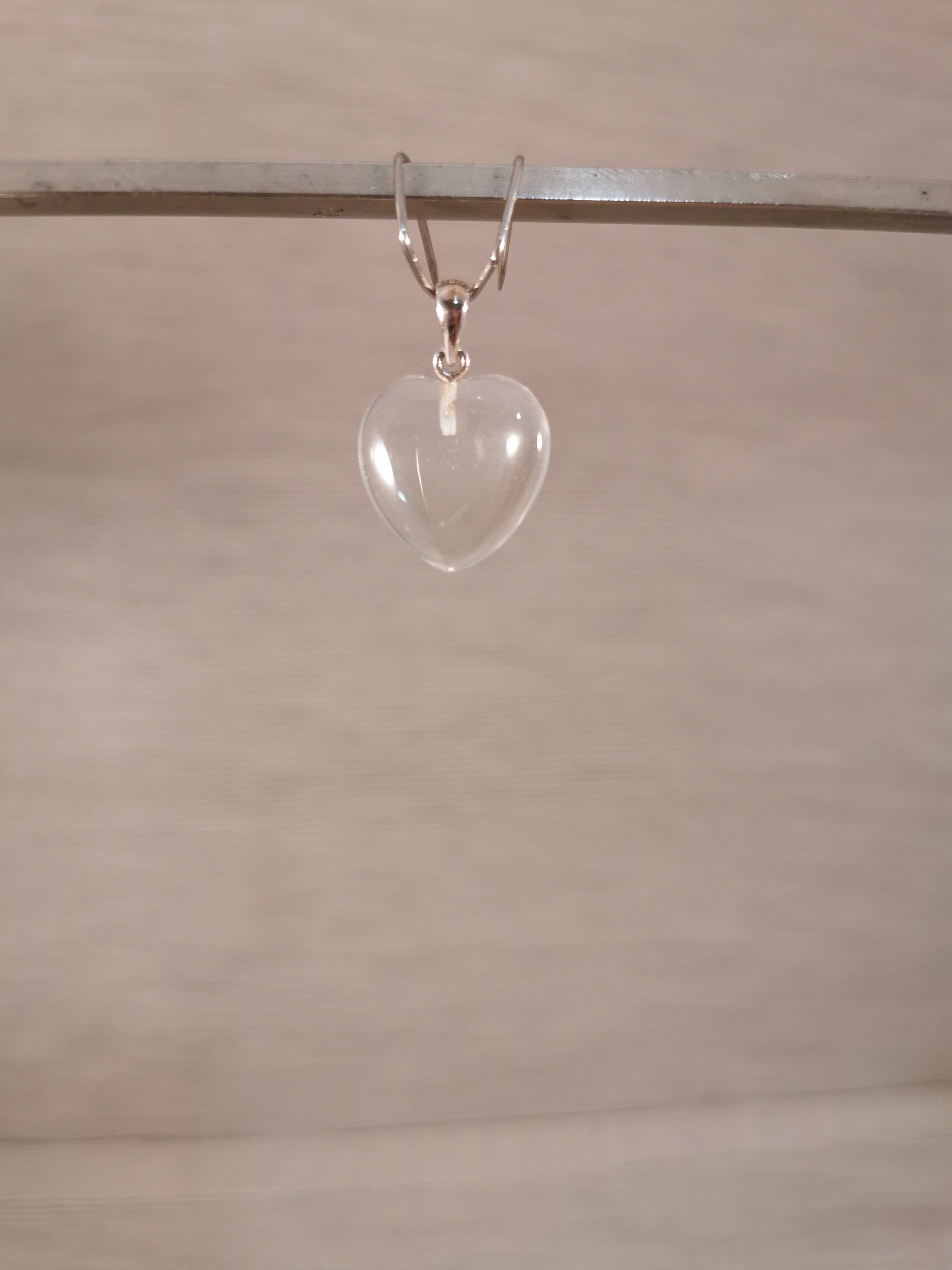 Clear Quartz Heart Pendant with Sterling Silver Bail