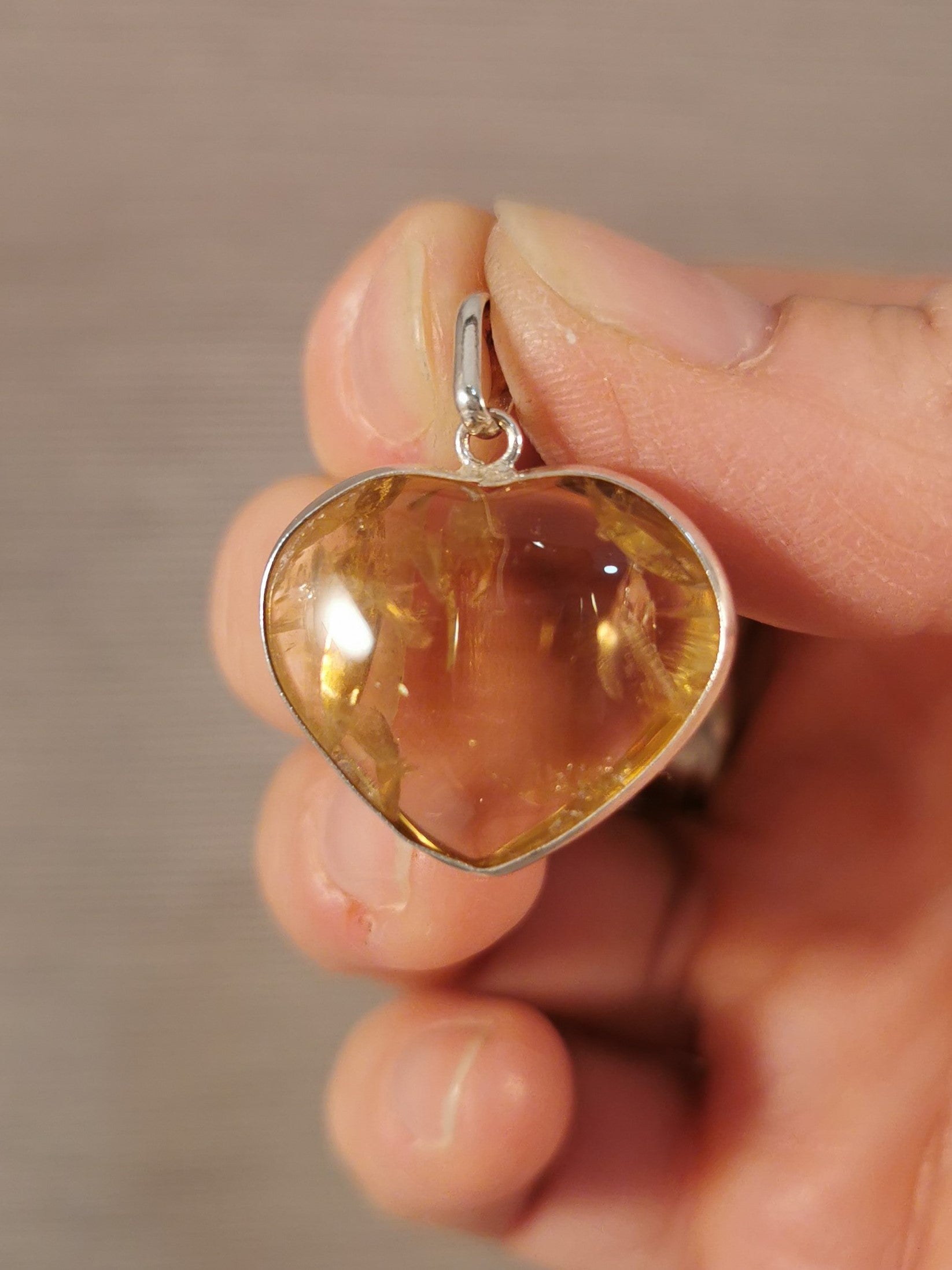 Citrine Heart Pendant set in Sterling Silver