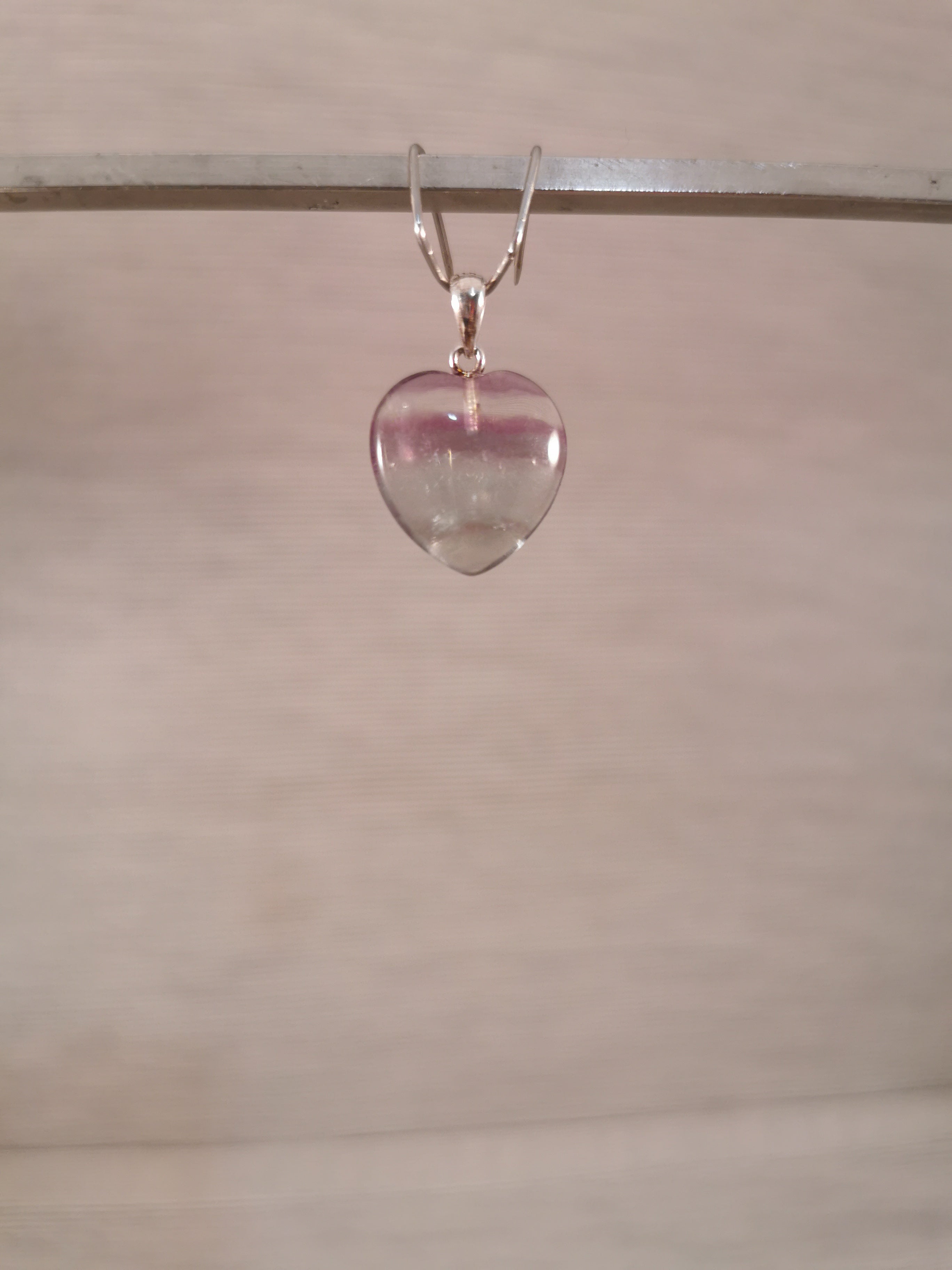 Fluorite Heart Pendant with Sterling Silver Bail