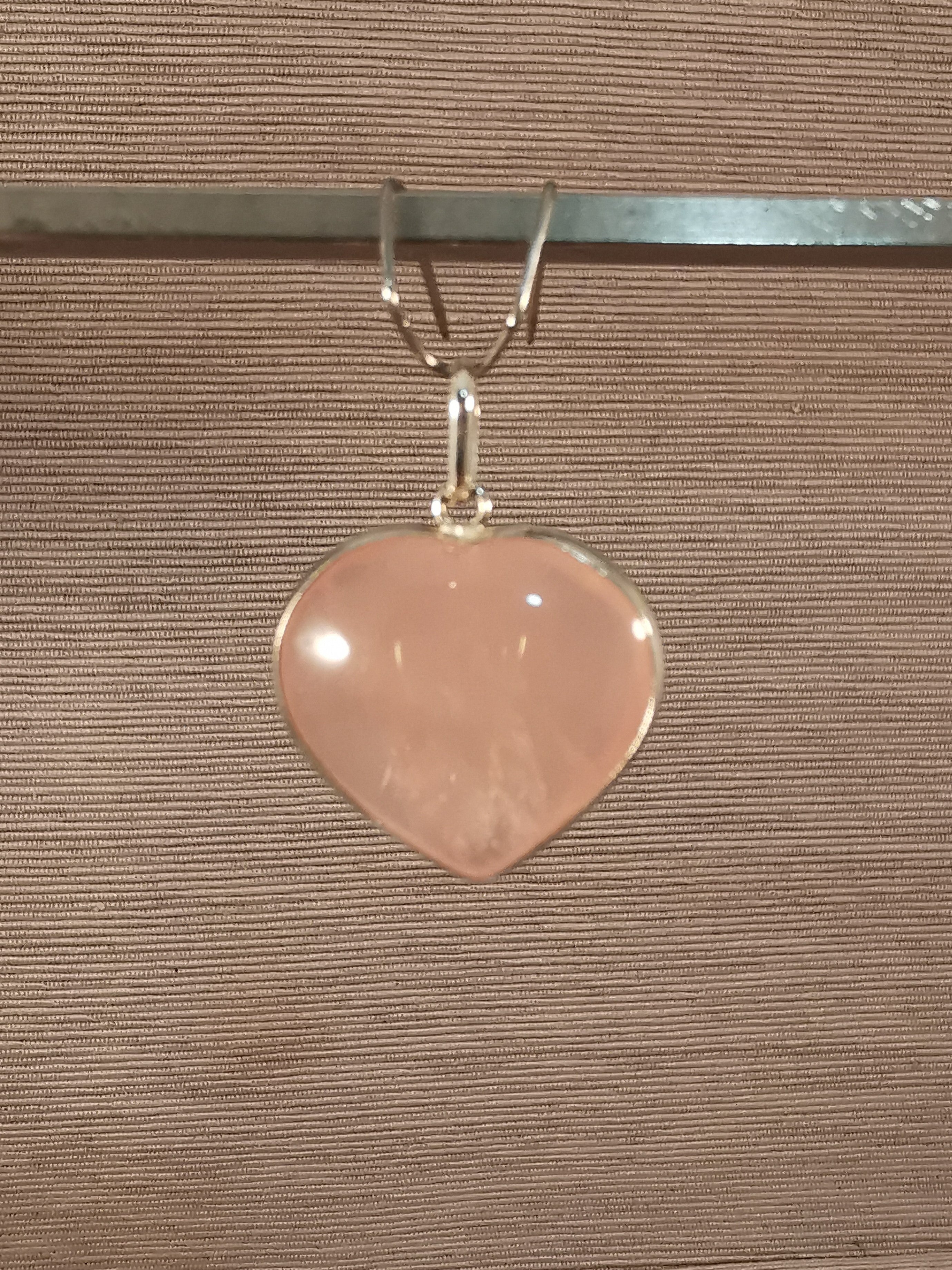 Rose Quartz Heart Pendant set in Sterling Silver