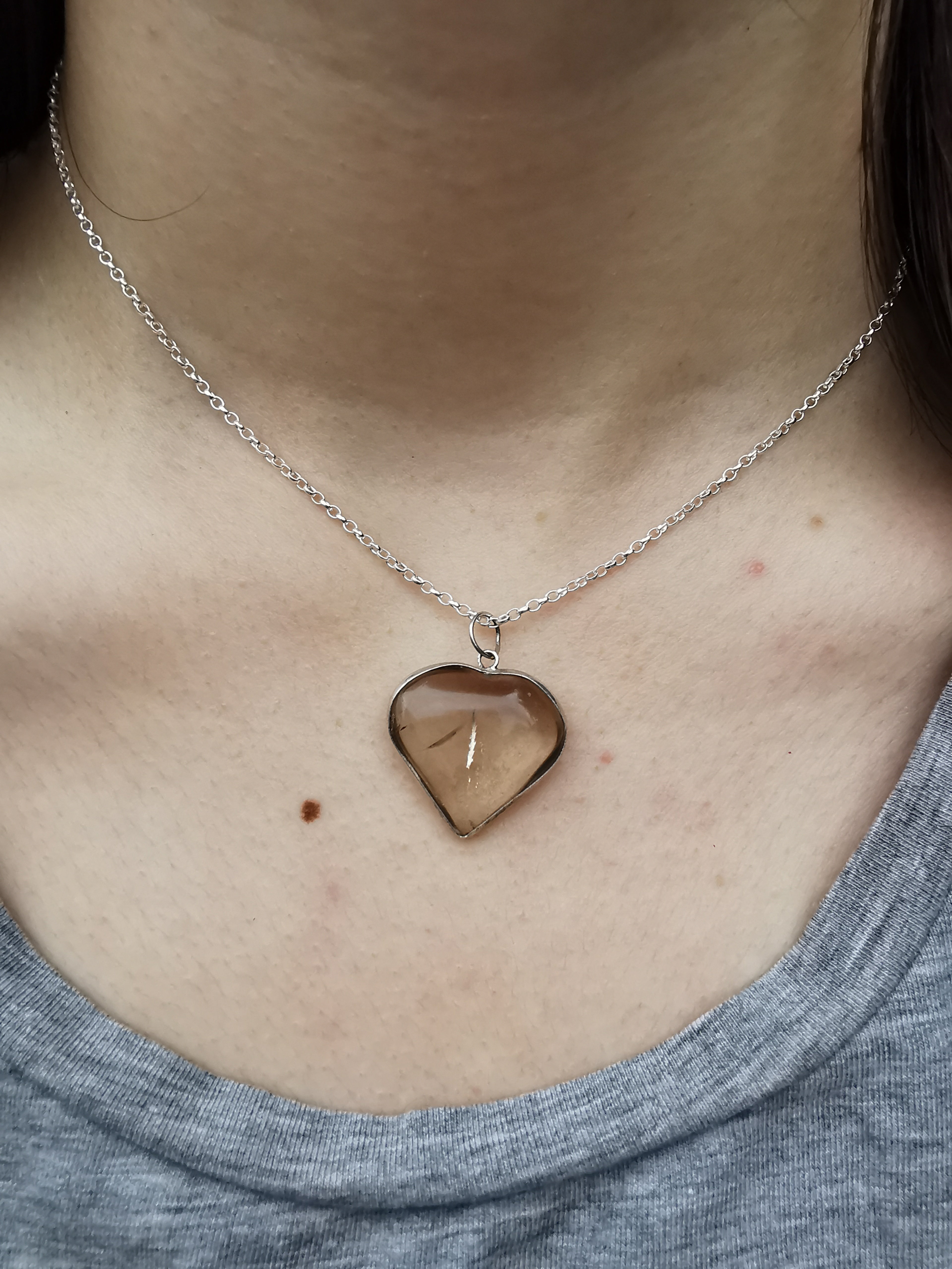 Smoky Quartz Heart Pendant set in Sterling Silver