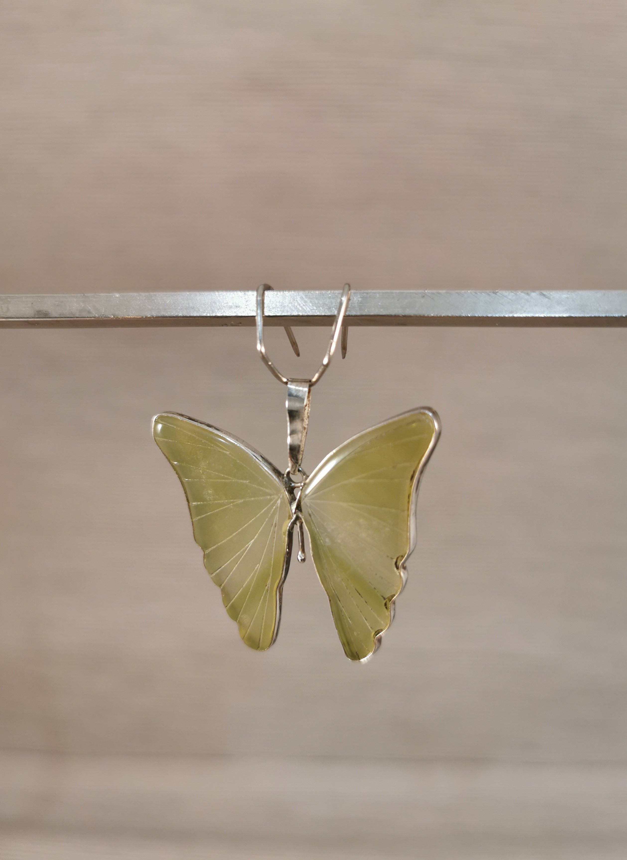 Green Agate Butterfly Pendant - 925 Sterling Silver