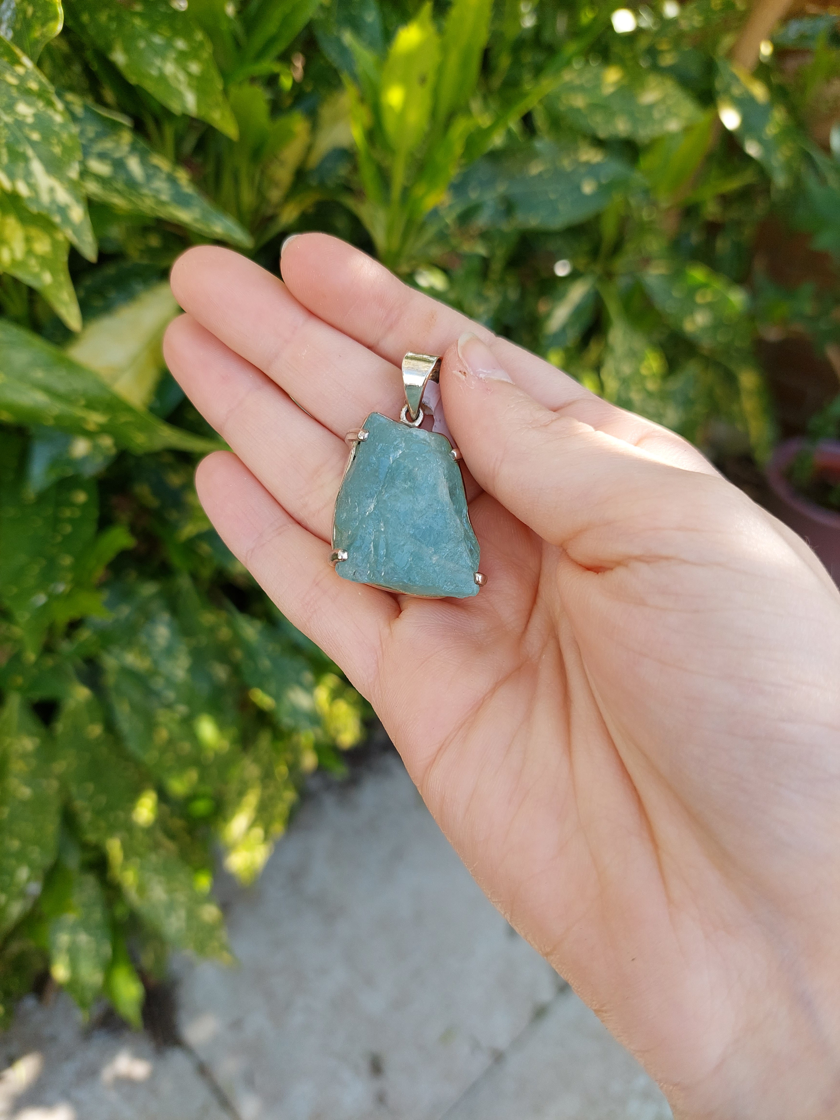 Aquamarine Natural Unpolished Pendant