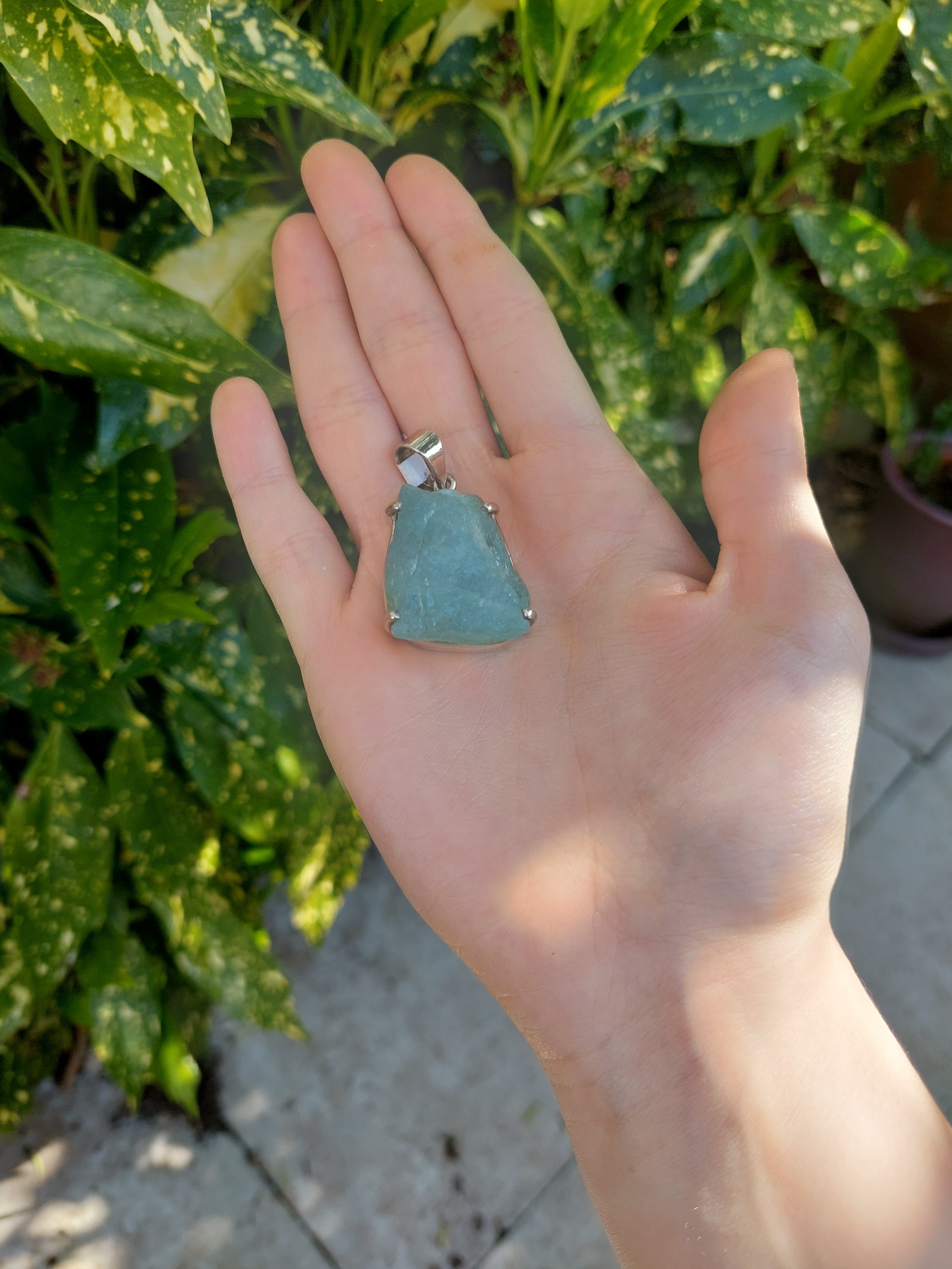 Aquamarine Natural Unpolished Pendant