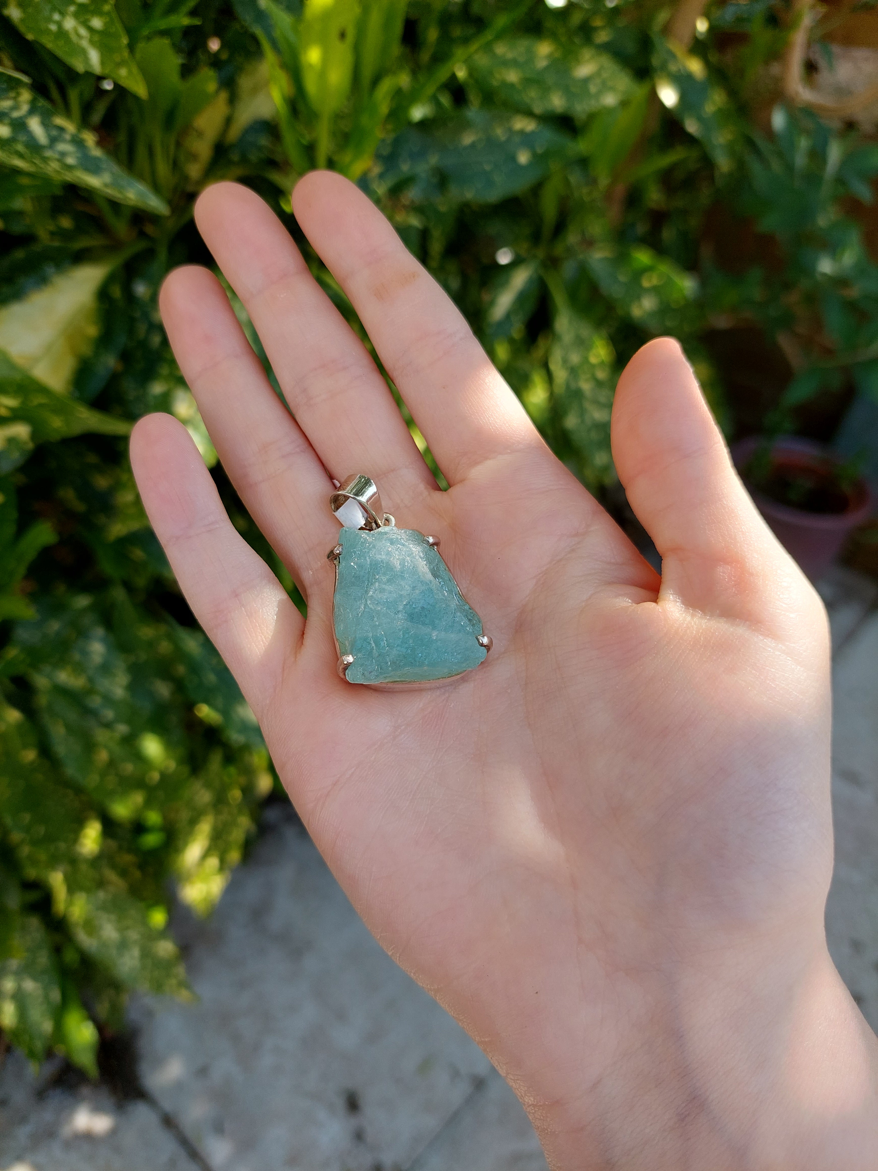 Aquamarine Natural Unpolished Pendant