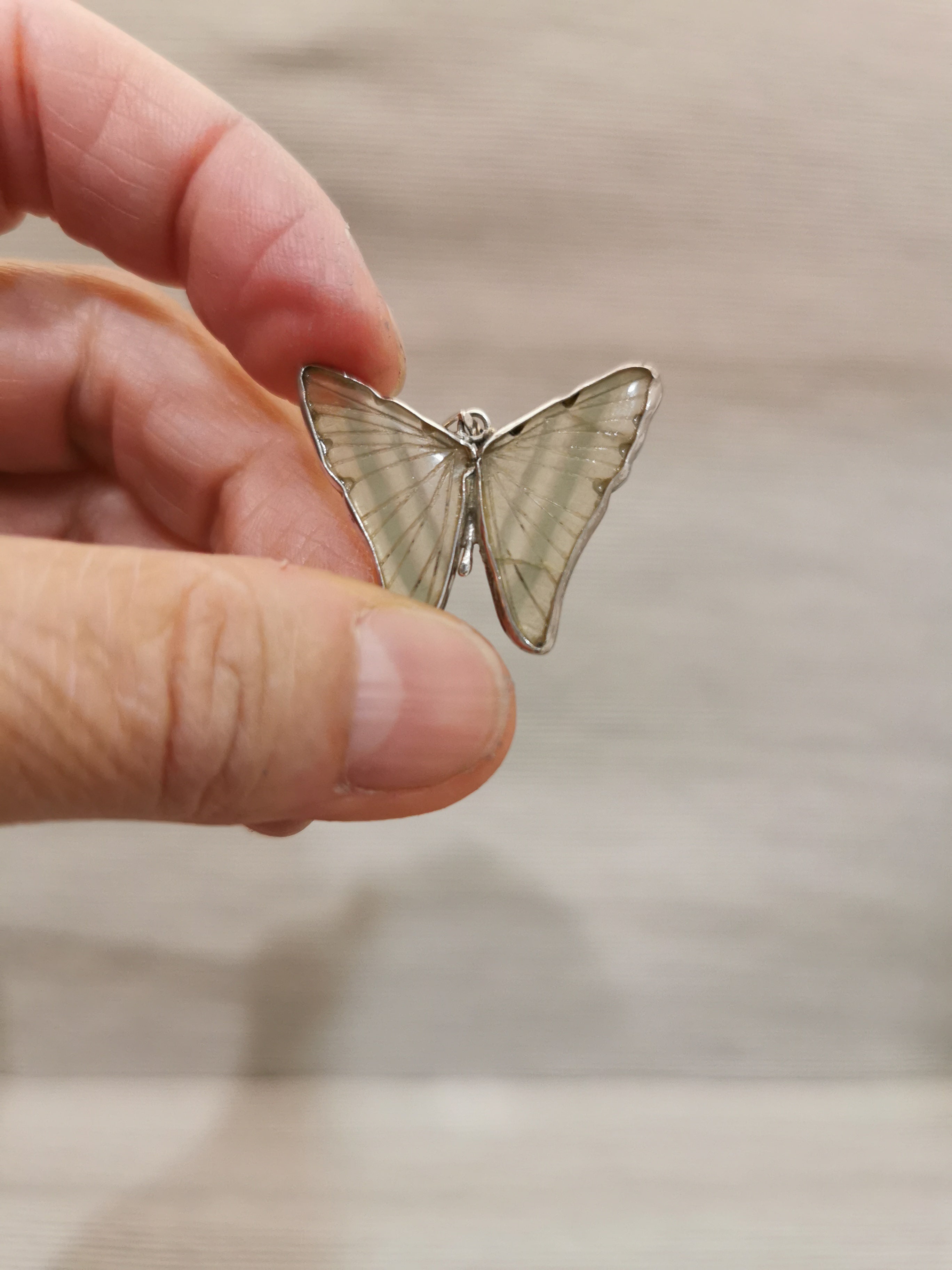 Fluorite Butterfly Pendant - 925 Sterling Silver