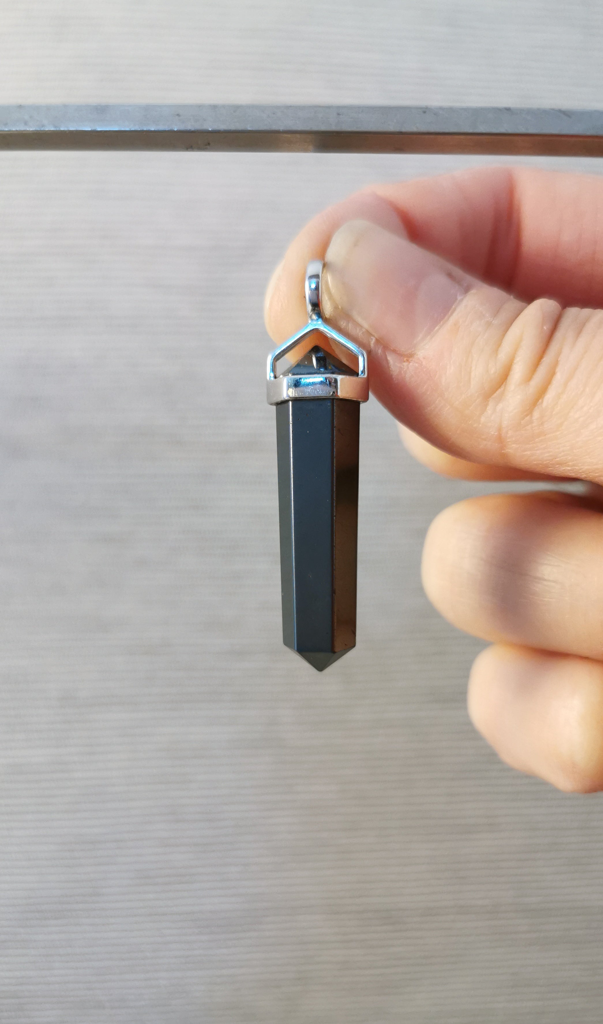 Black Tourmaline Double Terminated Point Pendant - 925 Sterling Silver