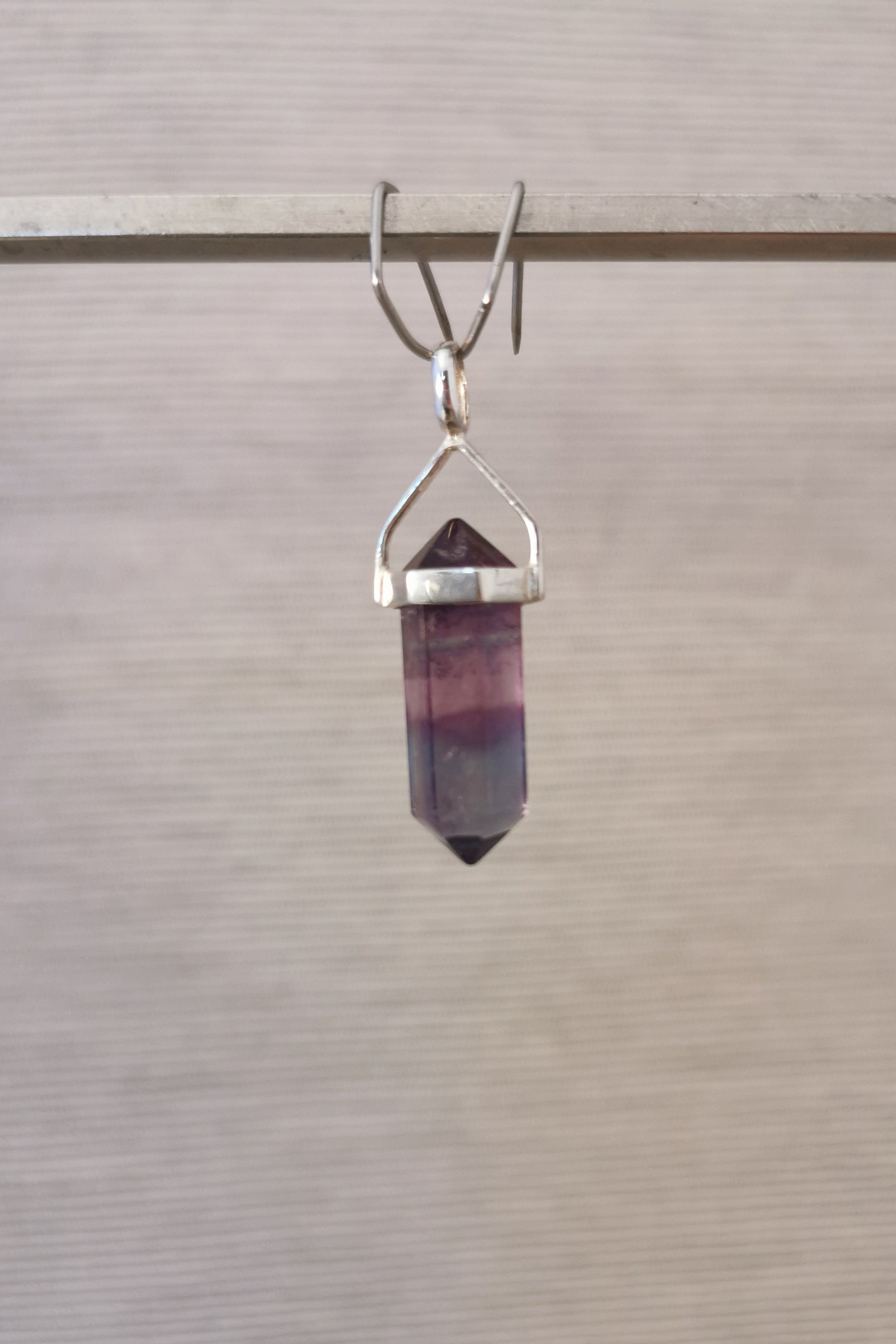 Fluorite Double Terminated Point Pendant - 2cm - 925 Sterling Silver
