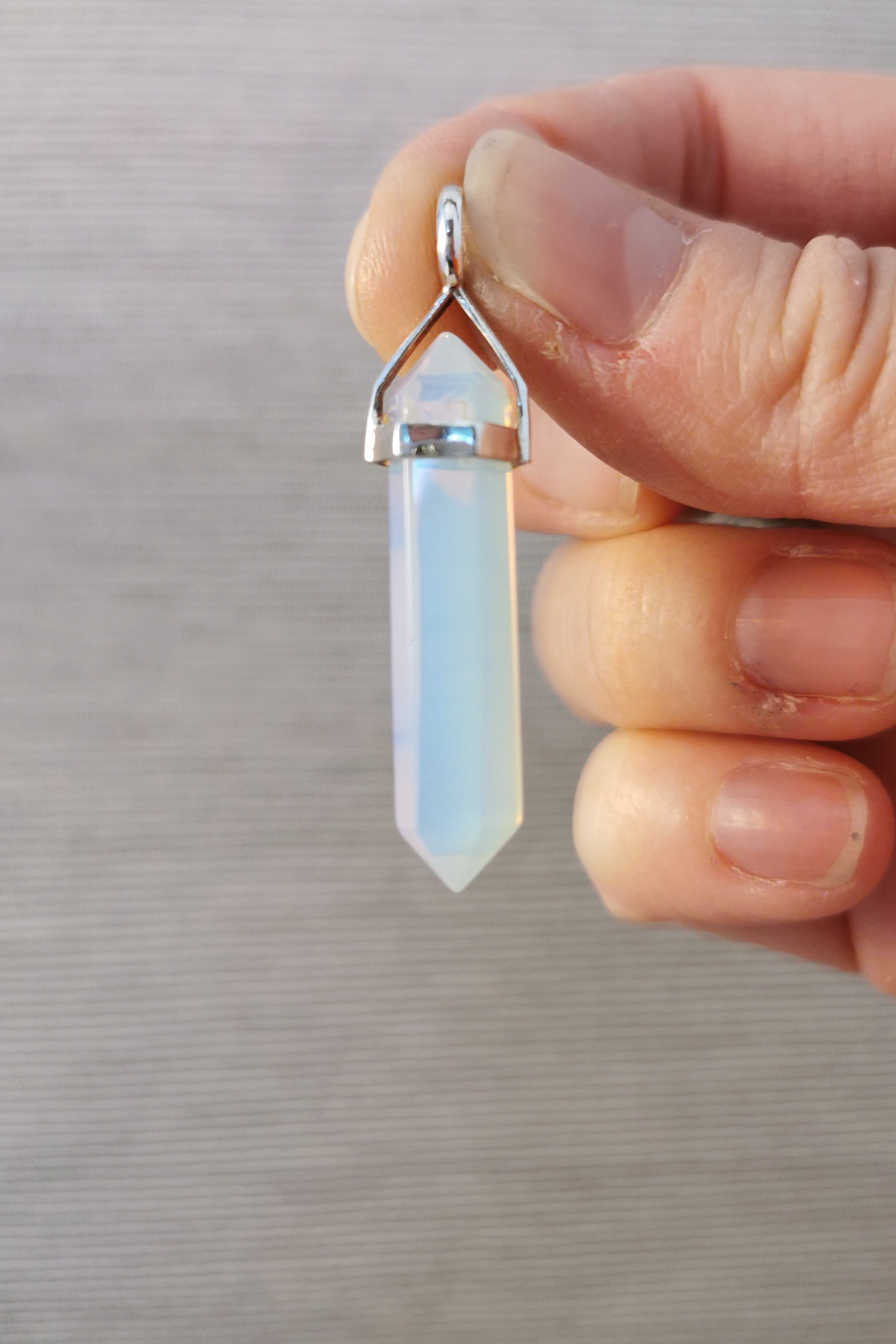 Opalite Double Terminated Point Pendant - 3.5cm - 925 Sterling Silver