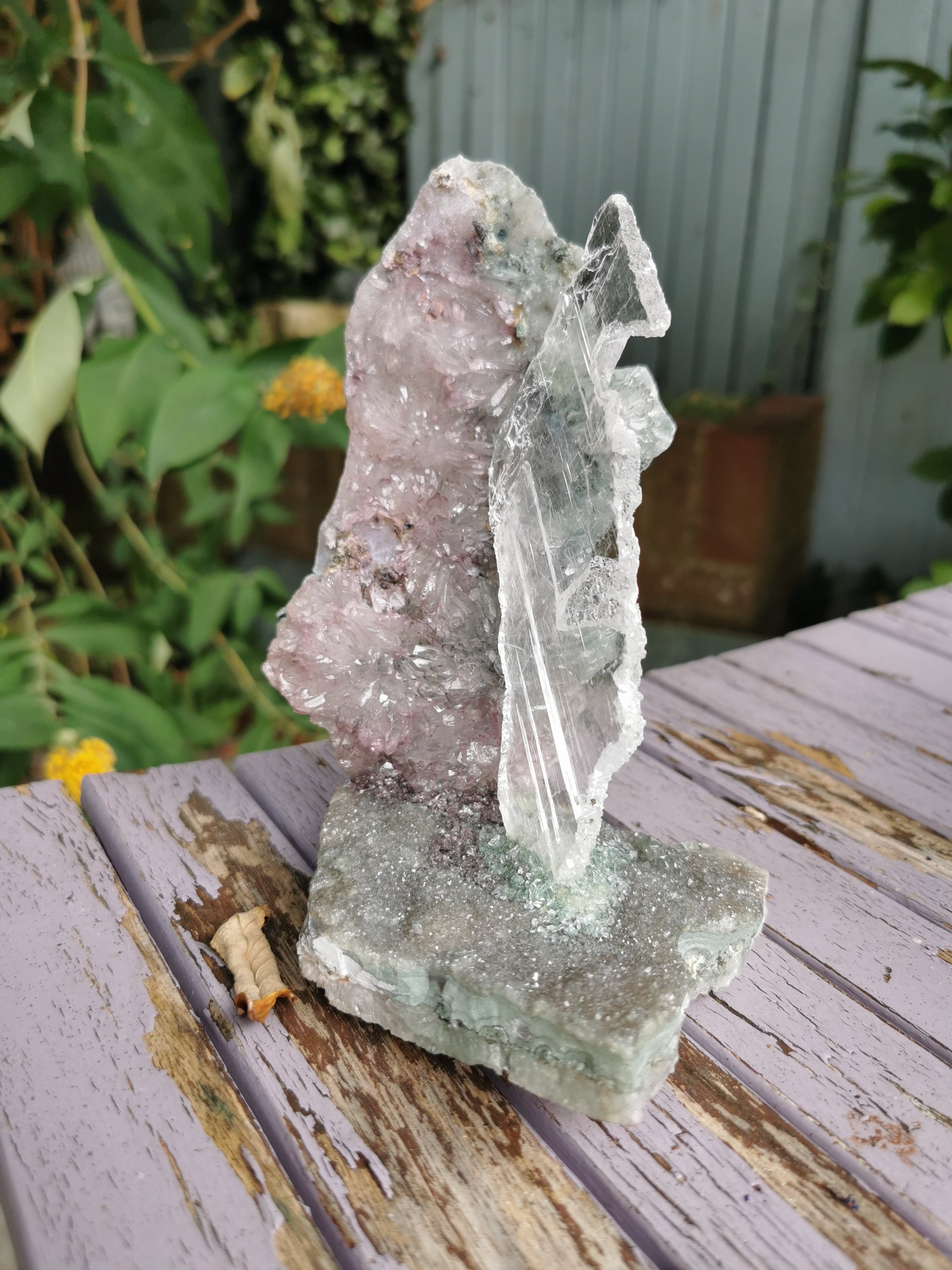 Drusy Quartz and Fishtail Selenite Sculpture
