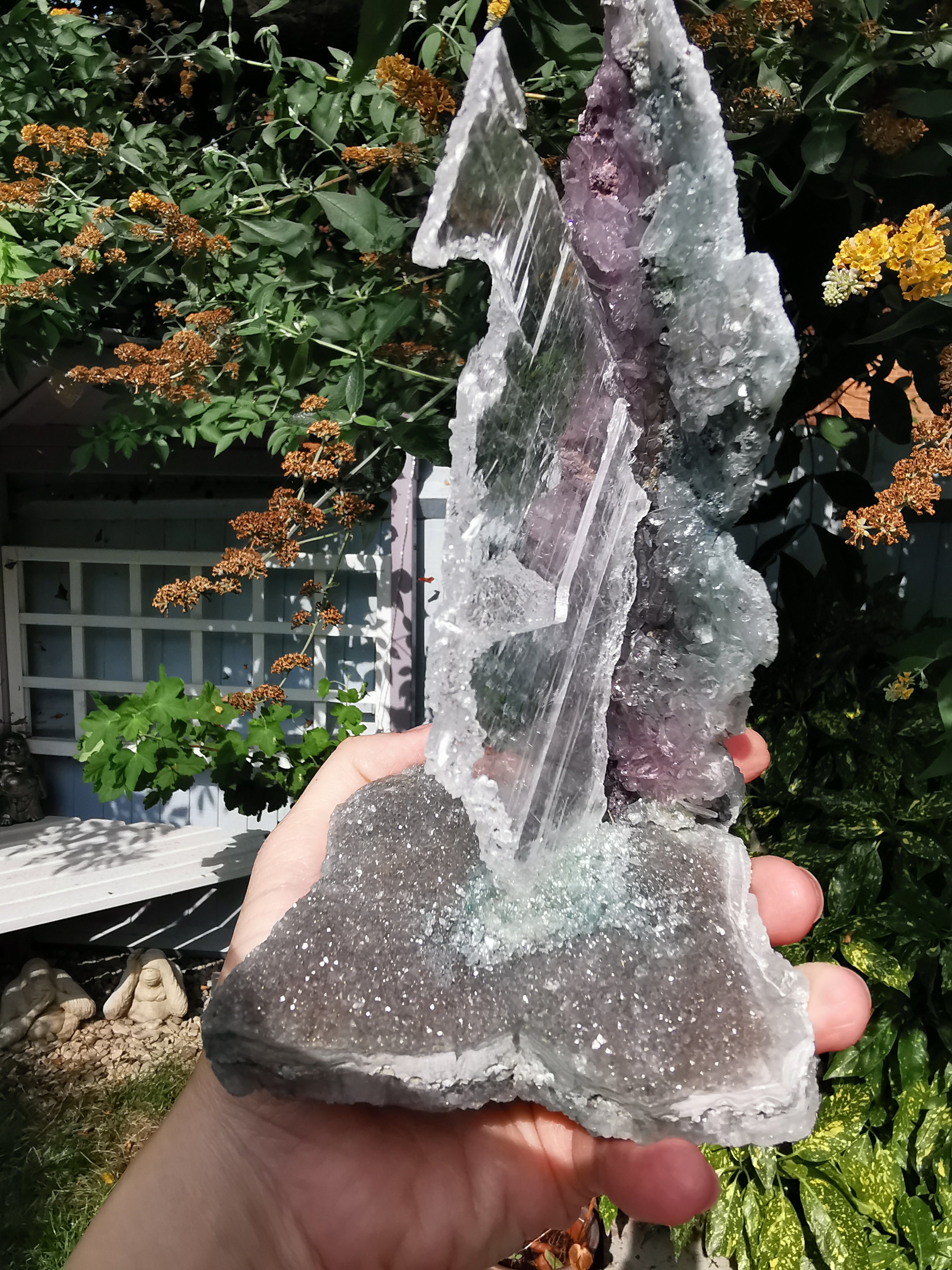 Drusy Quartz and Fishtail Selenite Sculpture