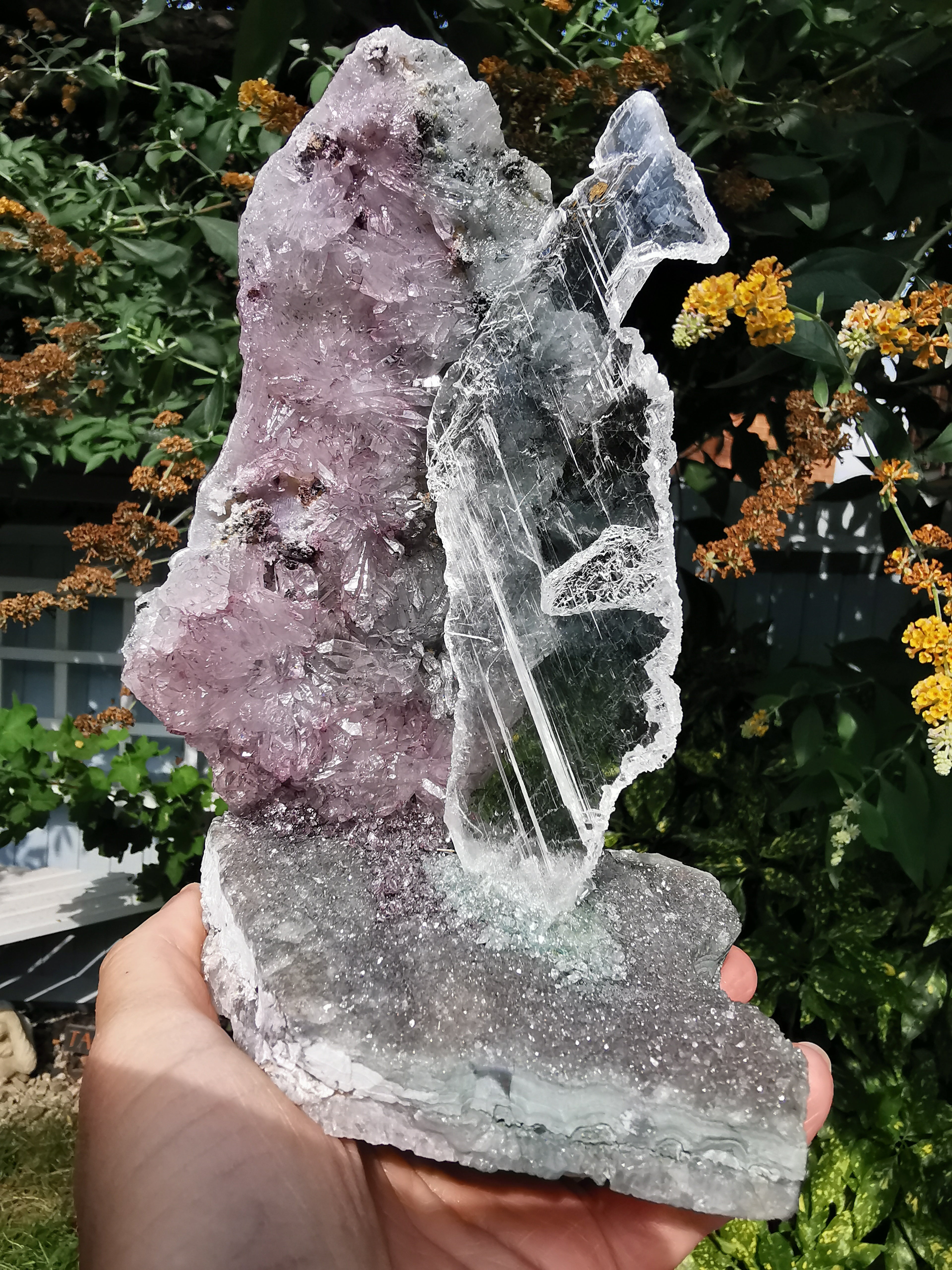 Drusy Quartz and Fishtail Selenite Sculpture