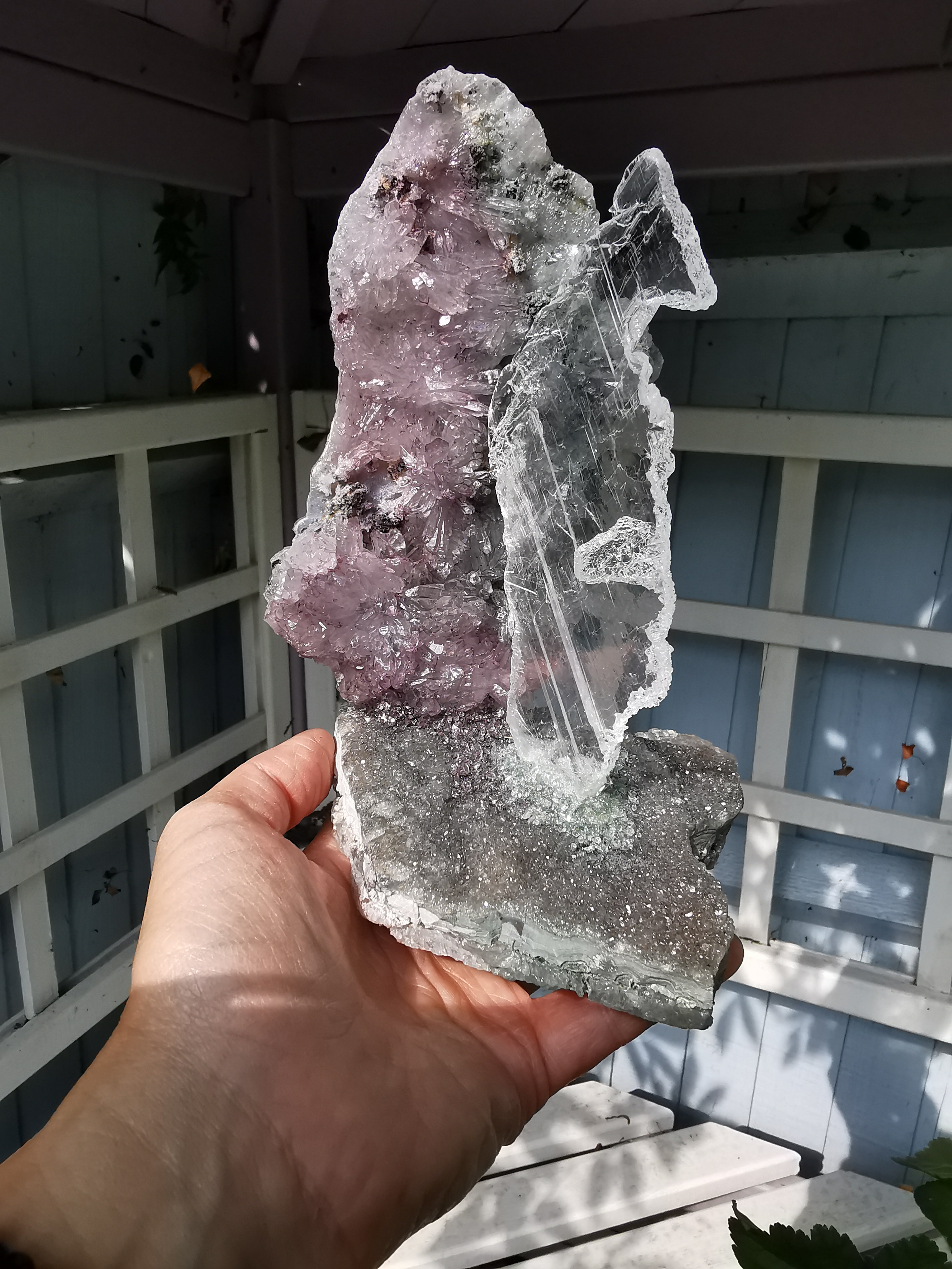 Drusy Quartz and Fishtail Selenite Sculpture