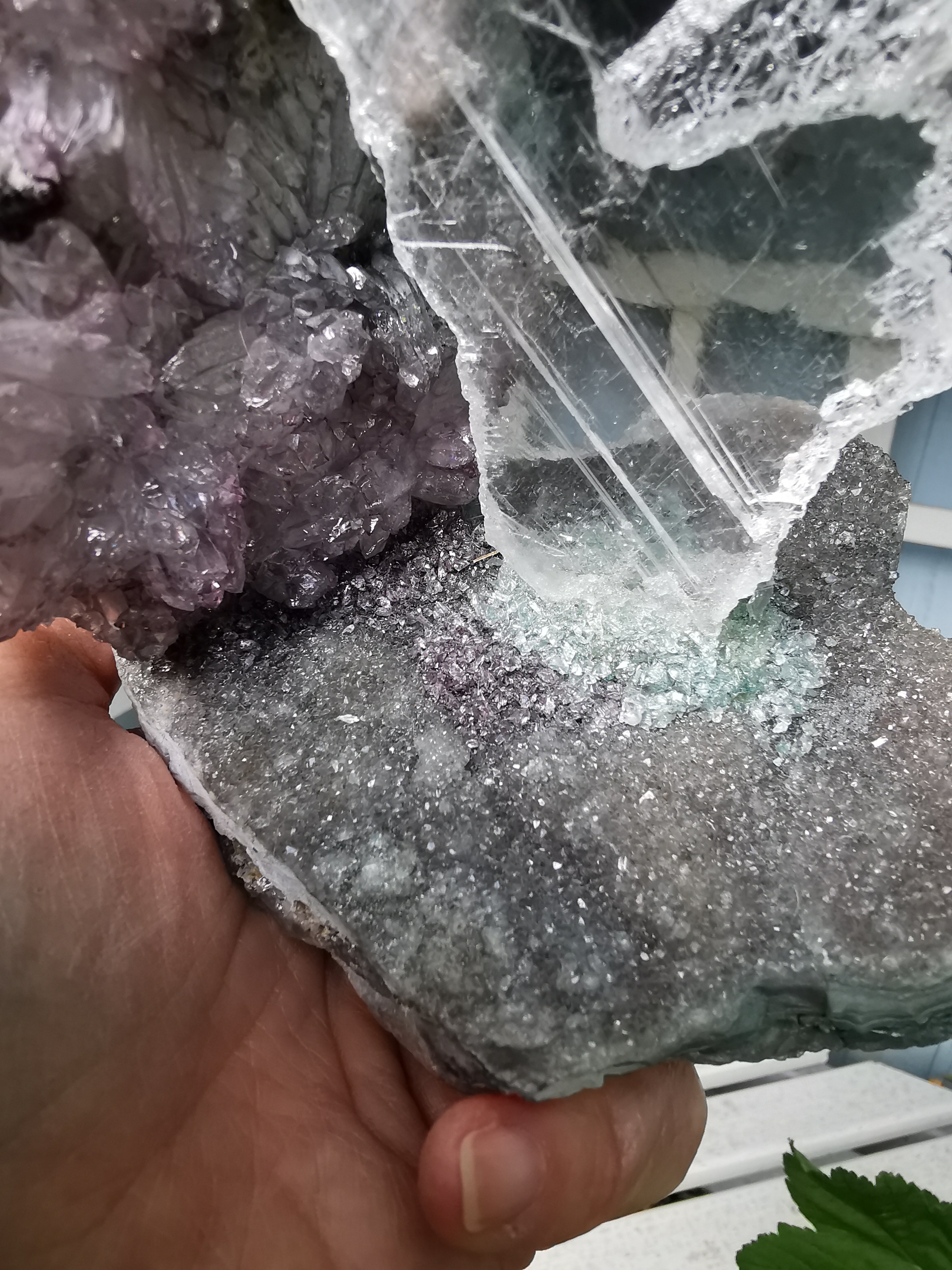 Drusy Quartz and Fishtail Selenite Sculpture