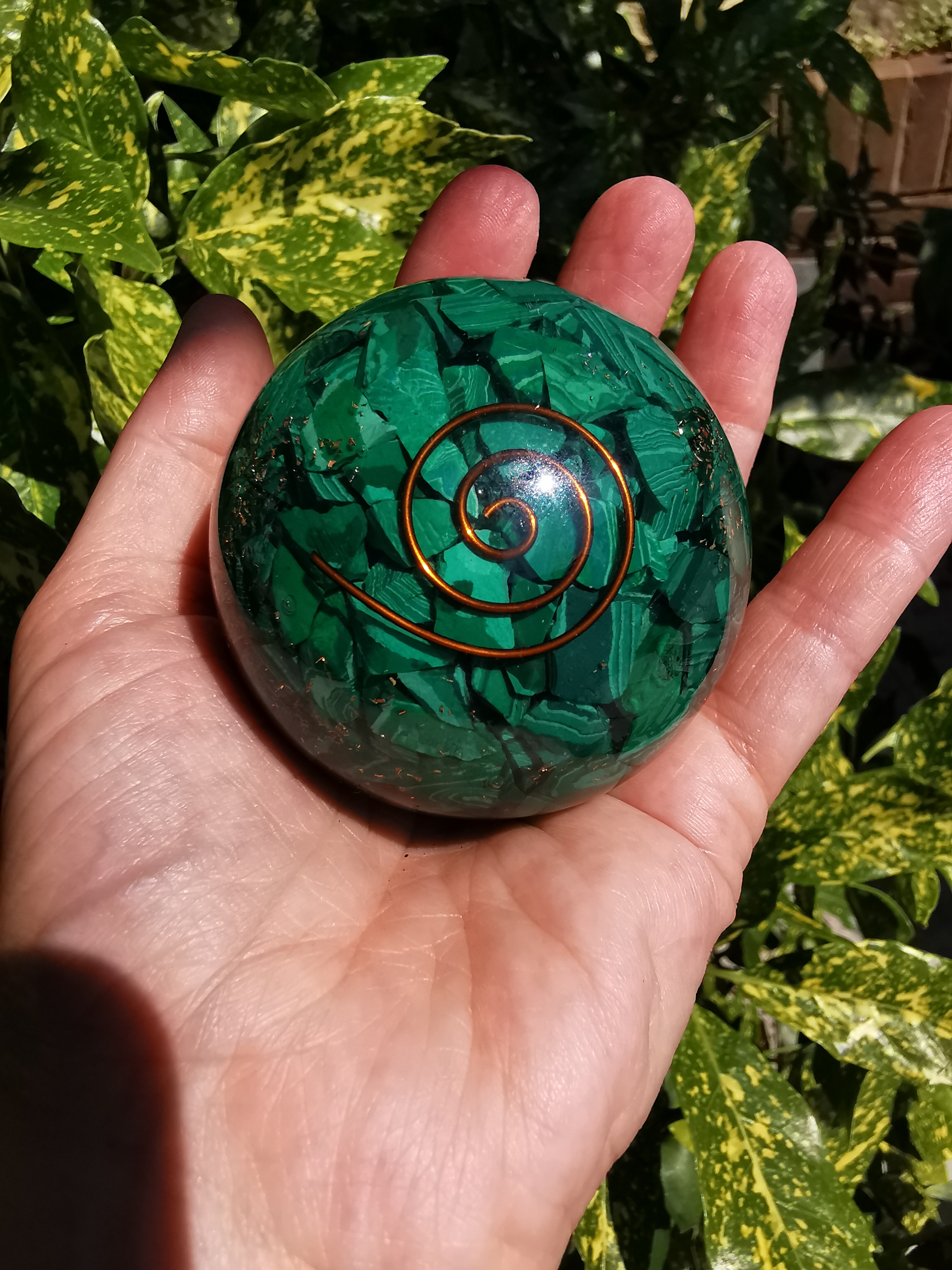 Orgonite Sphere with Malachite - 6.25cm (diameter)