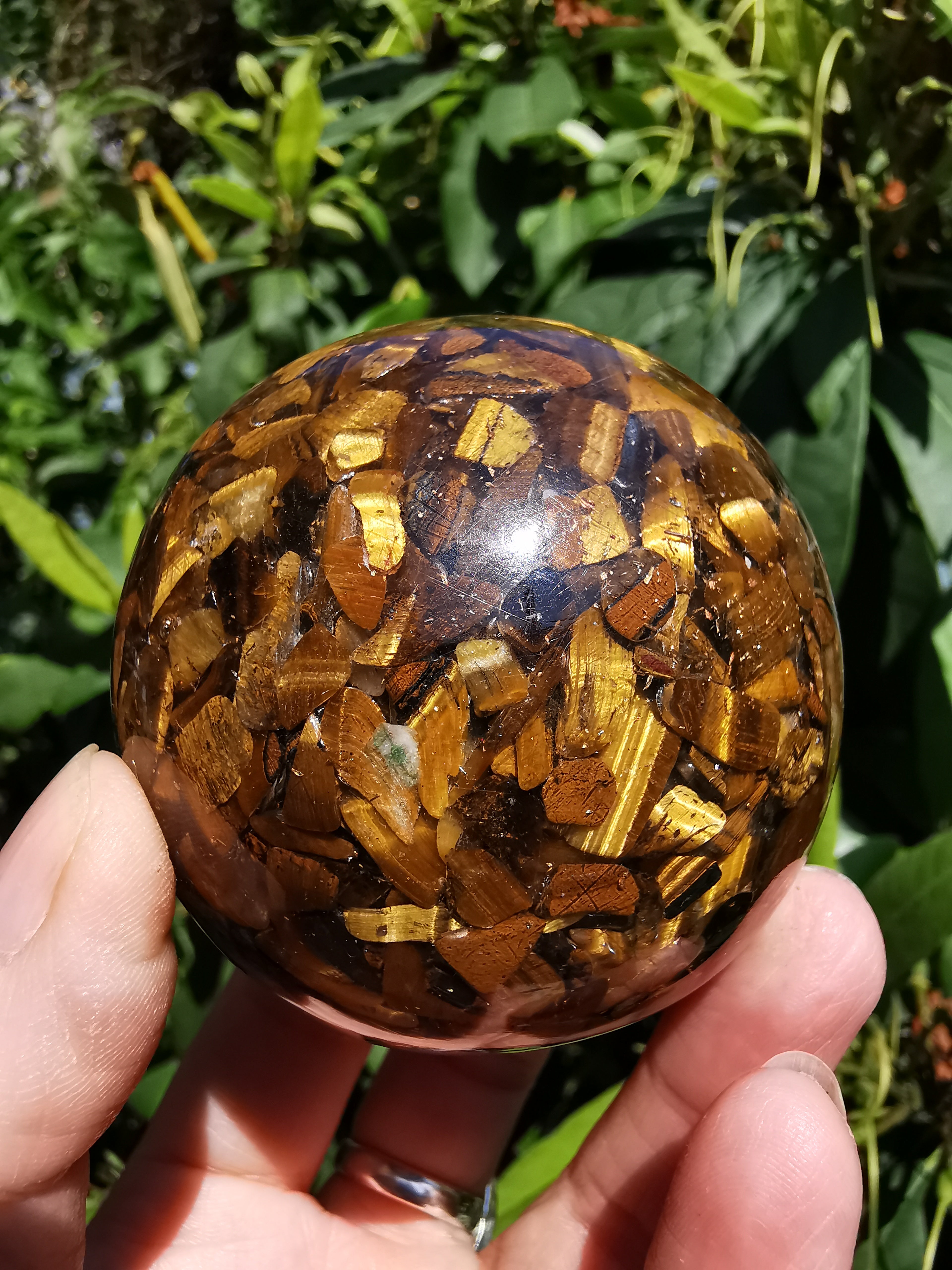 Orgonite Sphere with Tiger Eye - 6.2cm (diameter)